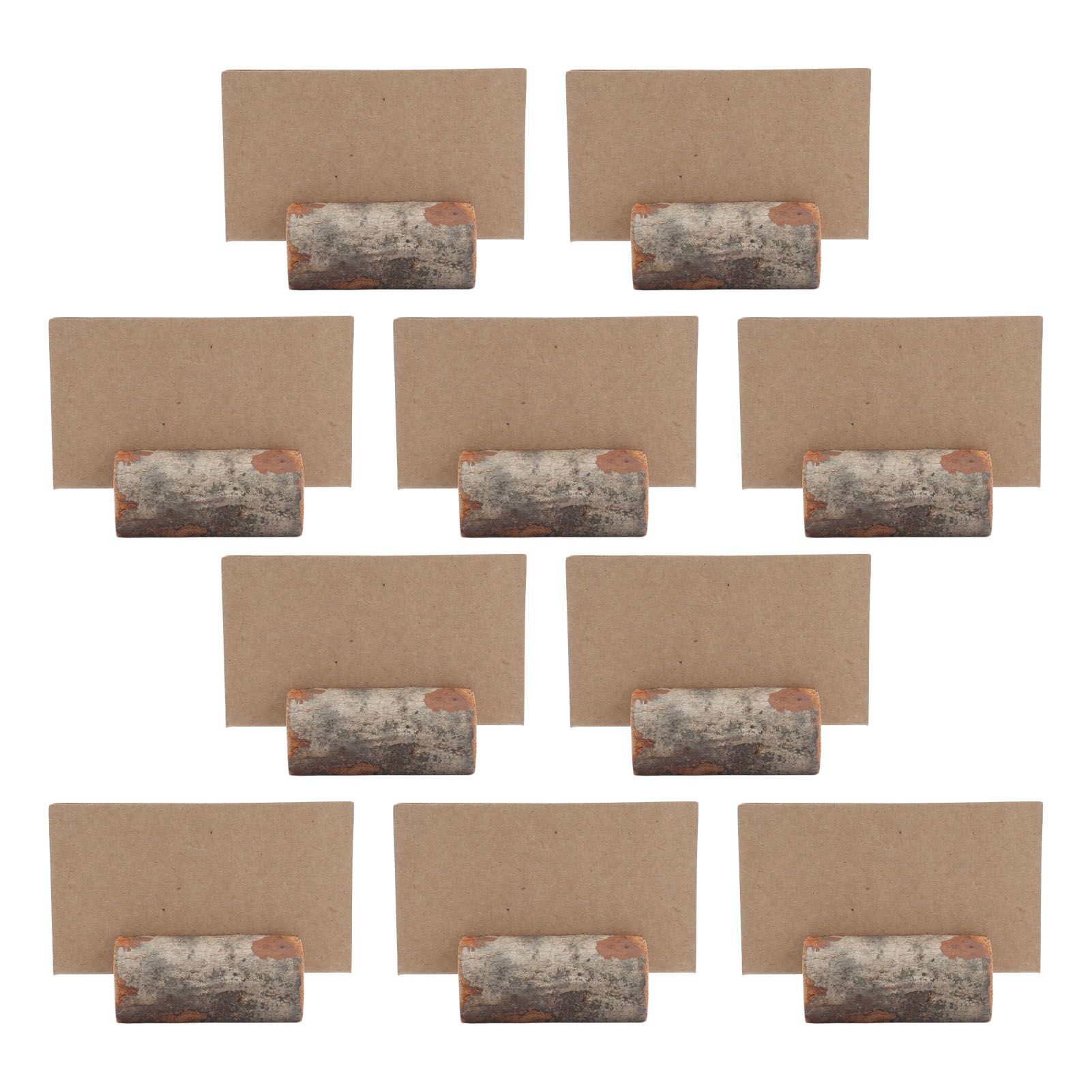 10pcs Wood Memo Holder Circular Decorative Desktop Wooden Photo Stand with Kraft Paper Cards for Weddings Home