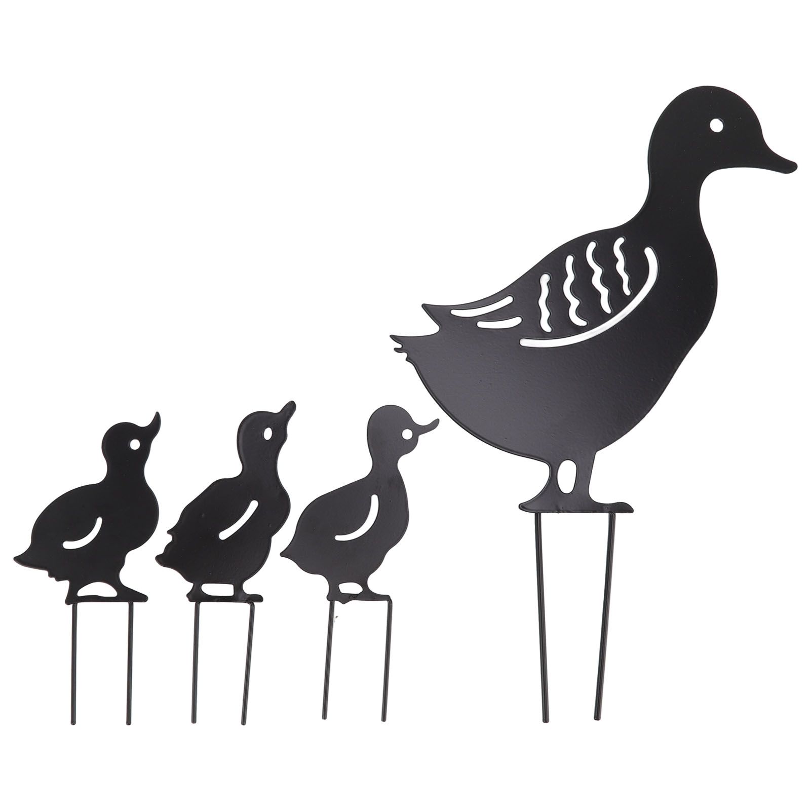 4Pcs Metal Duck Decorative Garden Stakes Cute Animal Hollow Design Black Iron Art Duck Decoration for Courtyard Lawn Garden