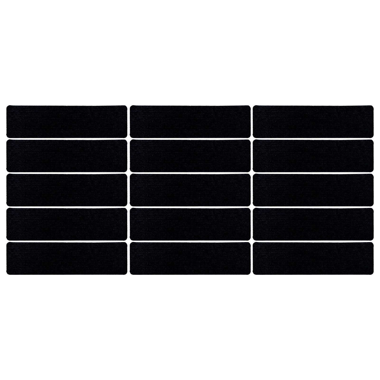 15 Pcs Stair Treads Cuttable Polyester Non Slip Soft Self Adhesive Stair Stripe Floor Mat CarpetBlack White Stripes