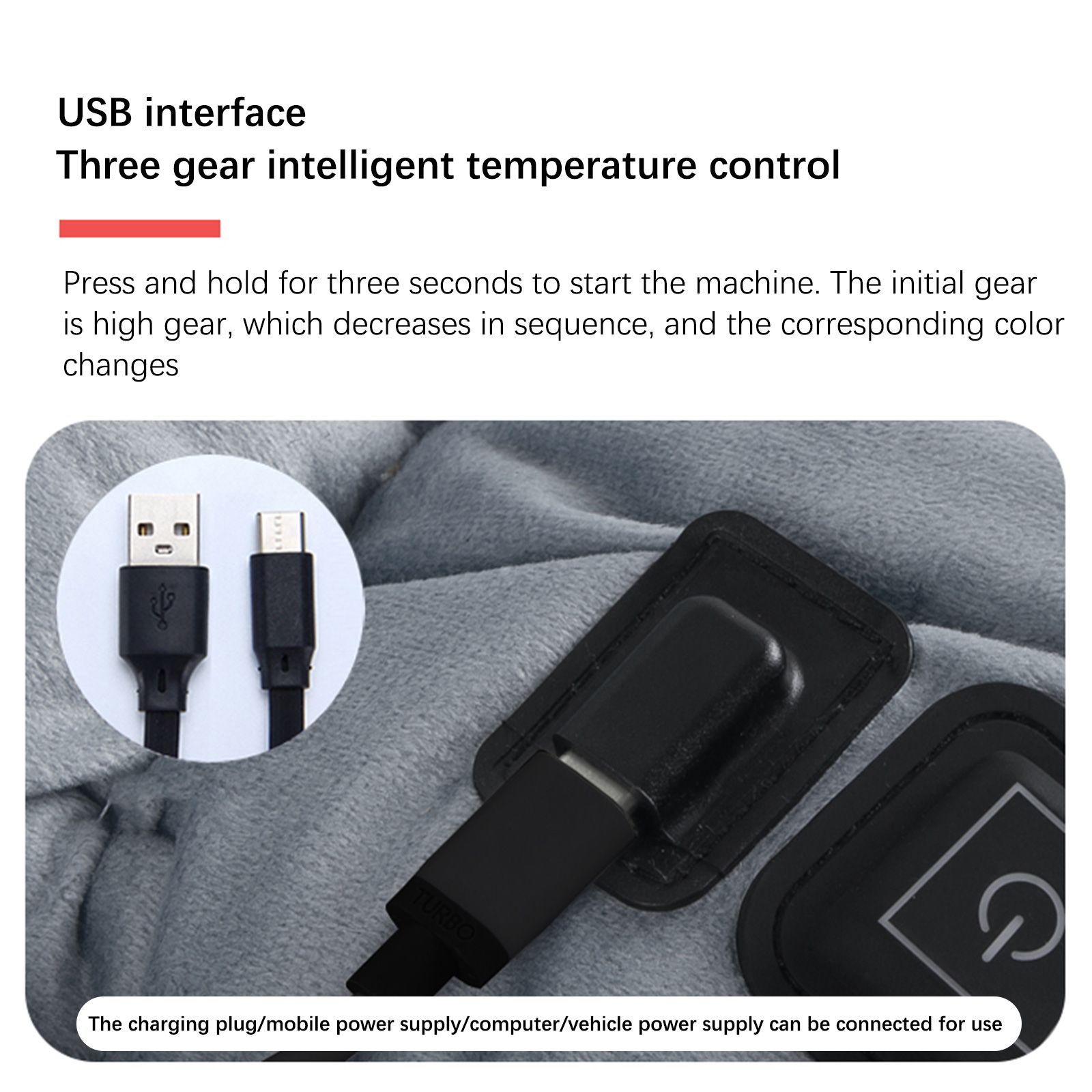 Heating Cushion Winter Car Warm Plug Heating Pad USB Three Temperature Control Chair Pad