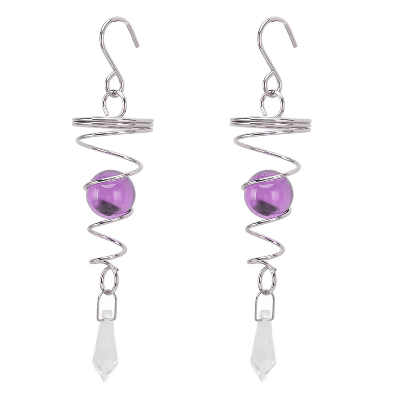 2Pcs Gazing Ball Spiral Tail Wind Spinner Stabilizer Stainless Steel Spiral Wind Chimes for Outside Purple