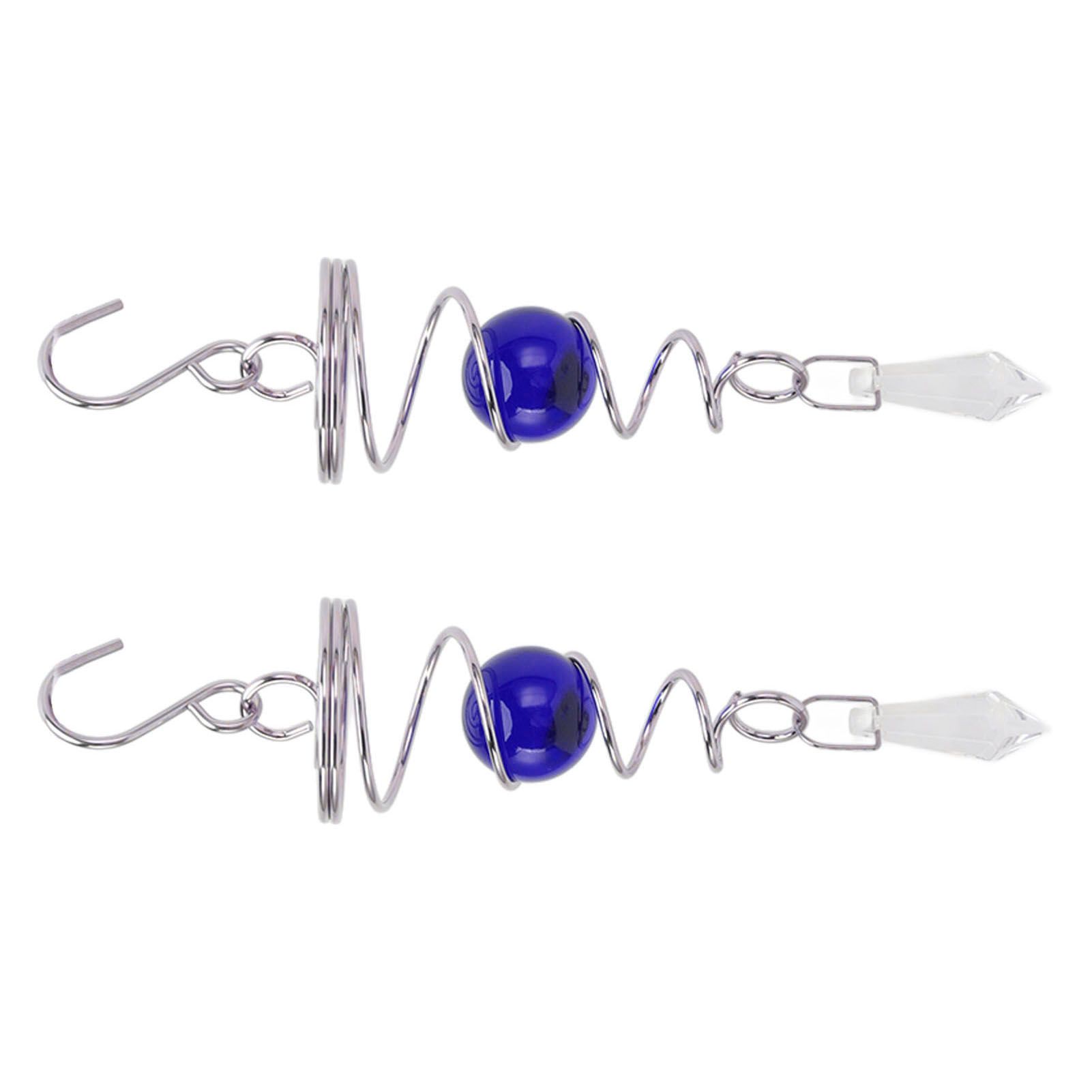 2Pcs Gazing Ball Spiral Tail Wind Spinner Stabilizer Stainless Steel Spiral Wind Chimes for Outside Blue