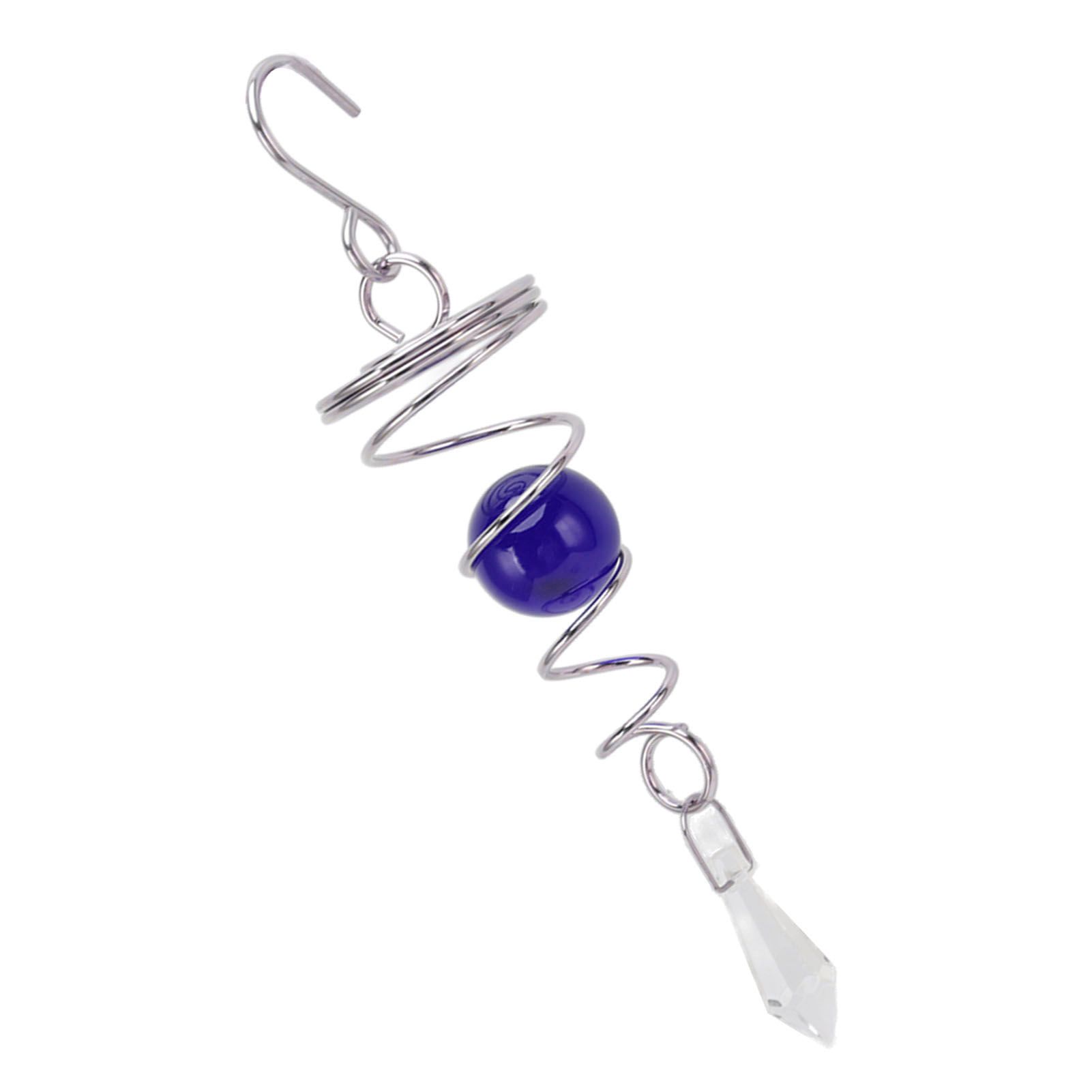 2Pcs Gazing Ball Spiral Tail Wind Spinner Stabilizer Stainless Steel Spiral Wind Chimes for Outside Blue