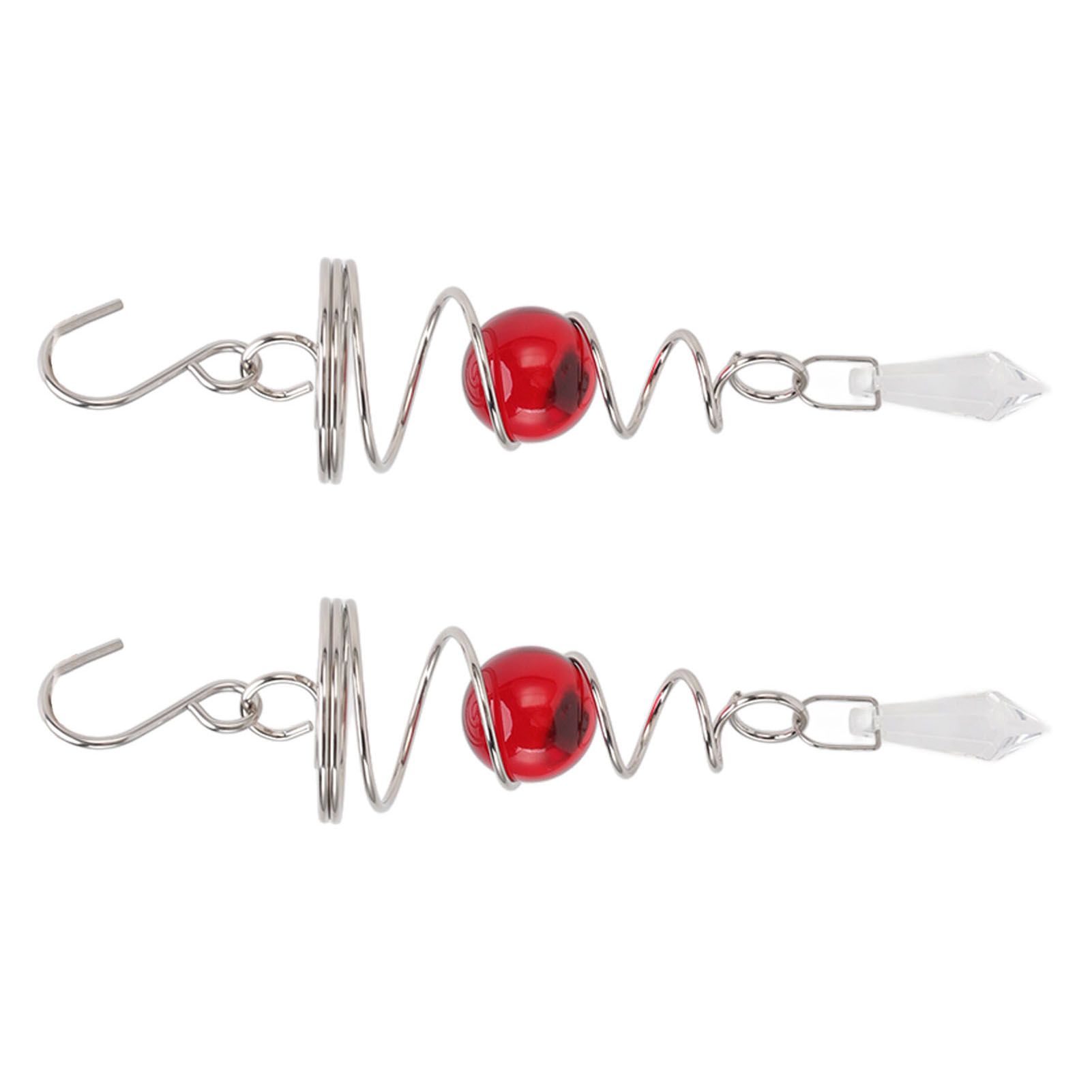 2Pcs Gazing Ball Spiral Tail Wind Spinner Stabilizer Stainless Steel Spiral Wind Chimes for Outside Red