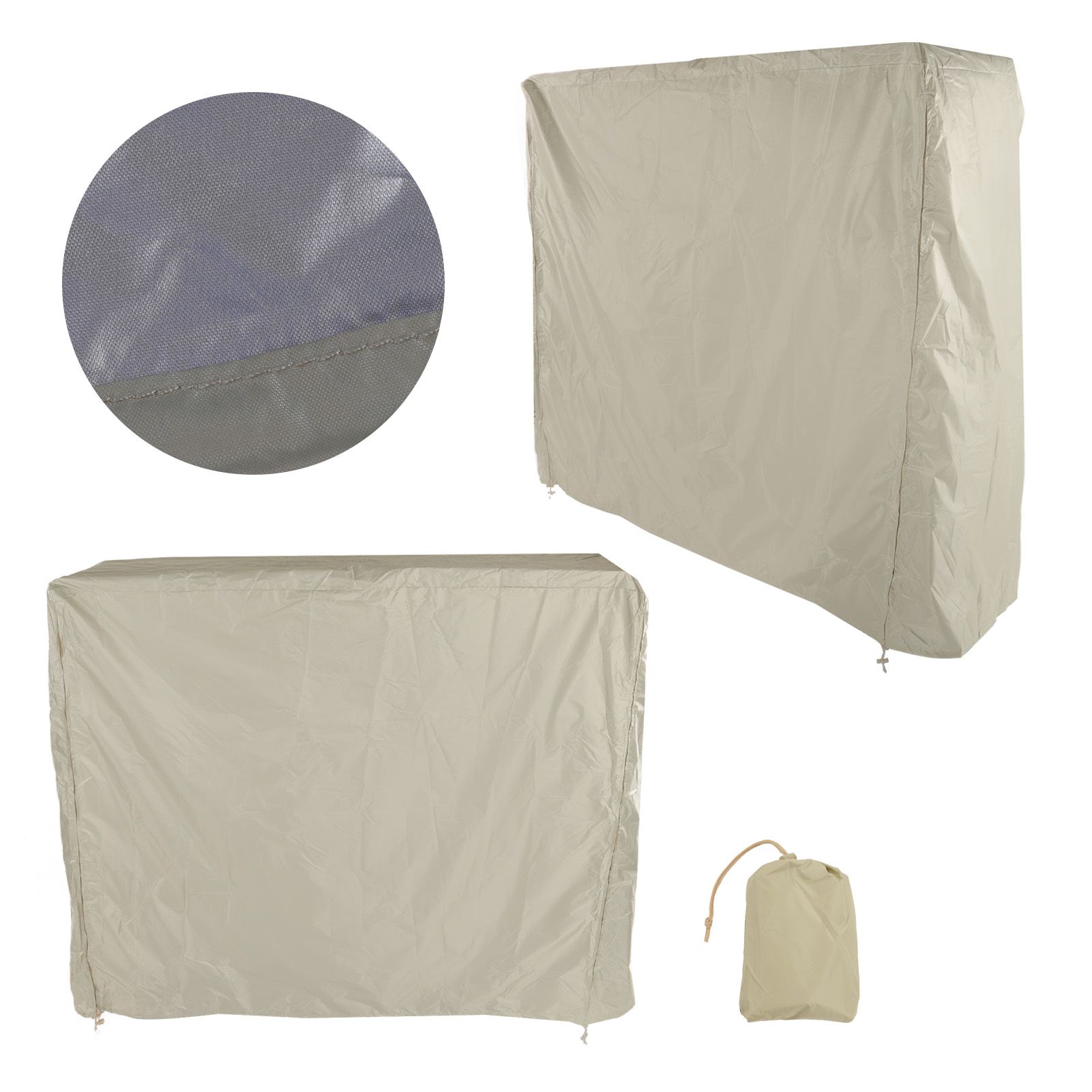 Table Tennis Table Dust Cover 190 Silver Coated Polyester Taffeta Courtyard Patio Waterproof Table Tile Cover with Zipper Beige 155x75x144cm