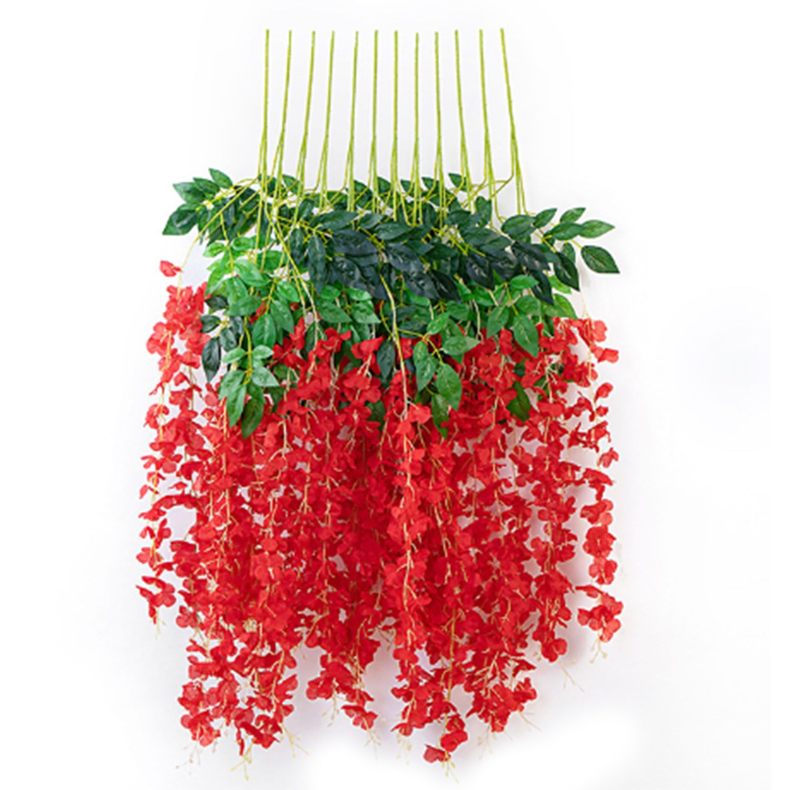 Simulated 6 Leaves Wisteria Decoration Silk Flower Artificial Faux Indoor Vine Wisteria Ornament for Home Red Simulated 6 Leaves Wisteria Decoration Silk Flower Artificial Faux Indoor Vine Wisteria Ornament for Home Red
