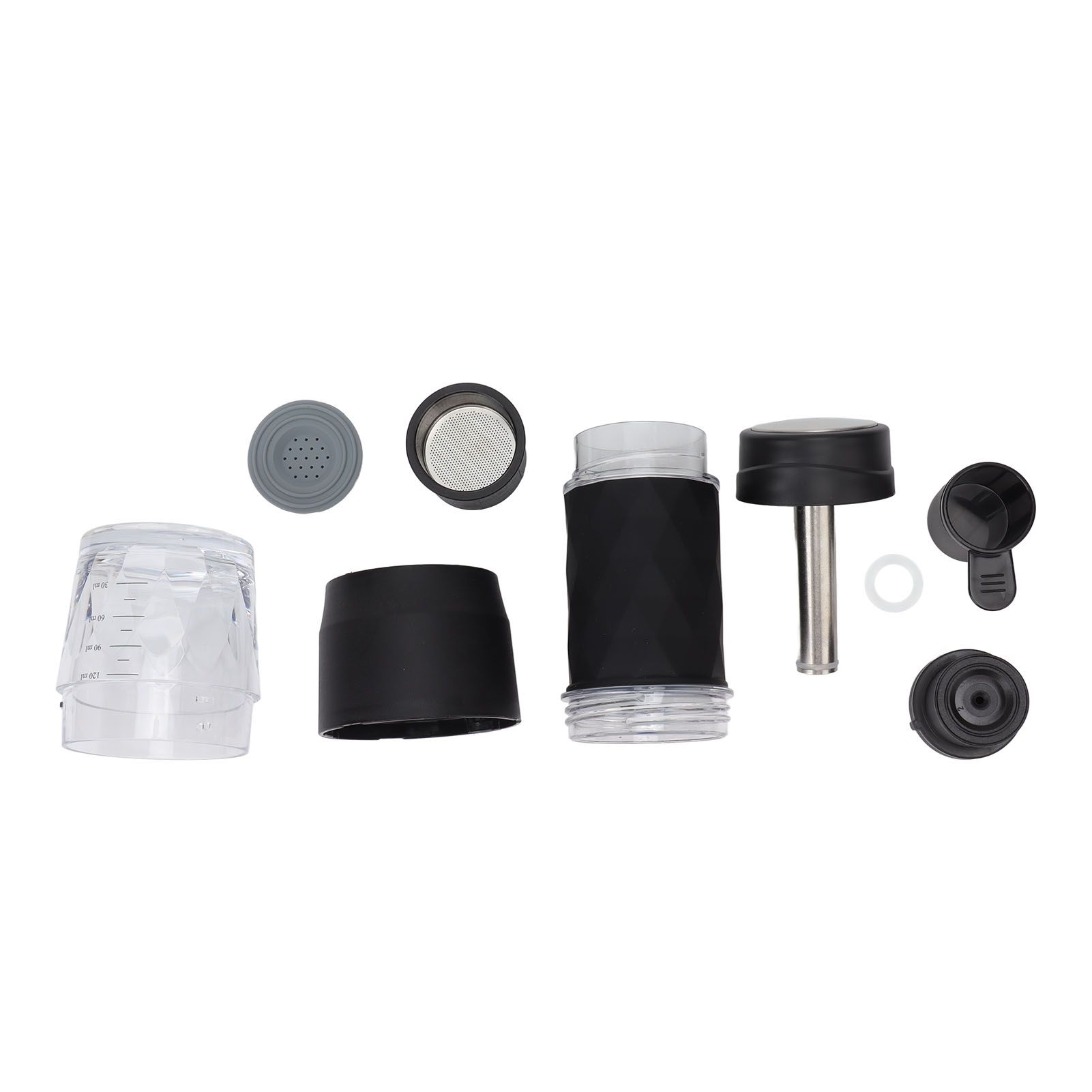Maual Hand Coffee Maker Portable Travel Coffee Machine Compatible Ground Coffee and Coffee Capsule for Outdoor Black