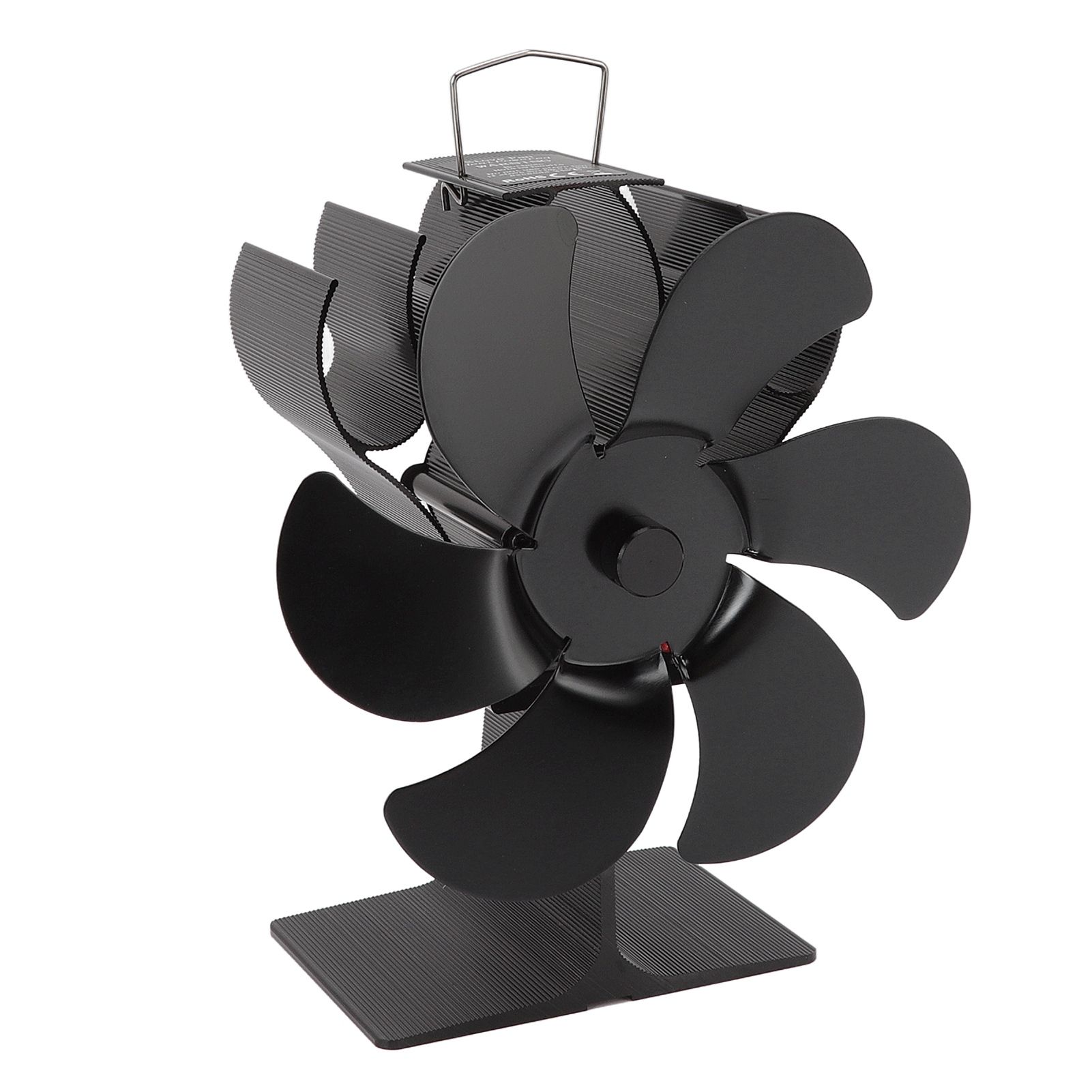 6 Blade Stove Fan Black Self Starting High Temperature Resistant Heat Powered Stove Fan for Home 152mm