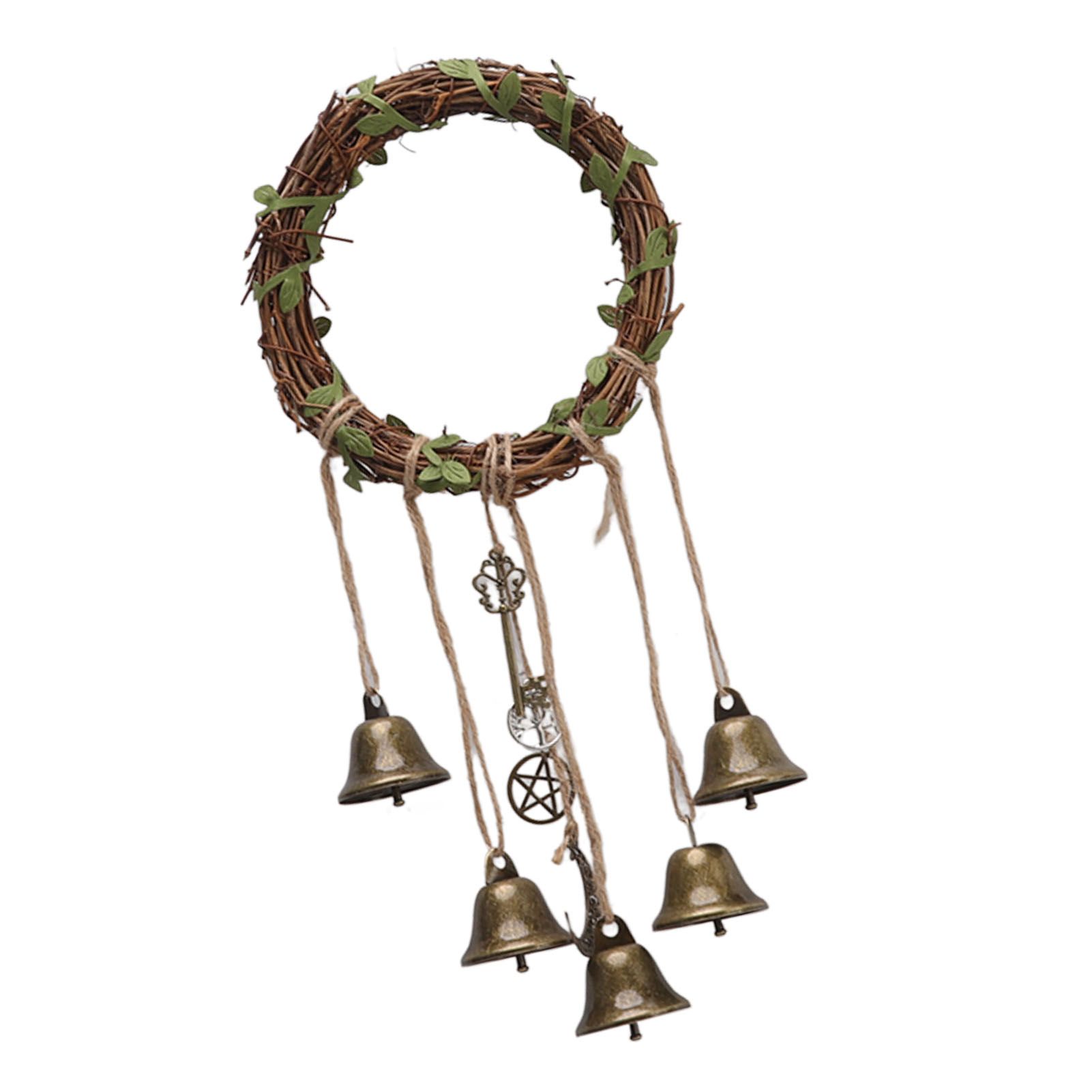 Hanging Witch Bell Handmade Decorative Witch Wind Chime with Meaningful Patterns for Door Handle Type A(15cm/5.9in Diameter)