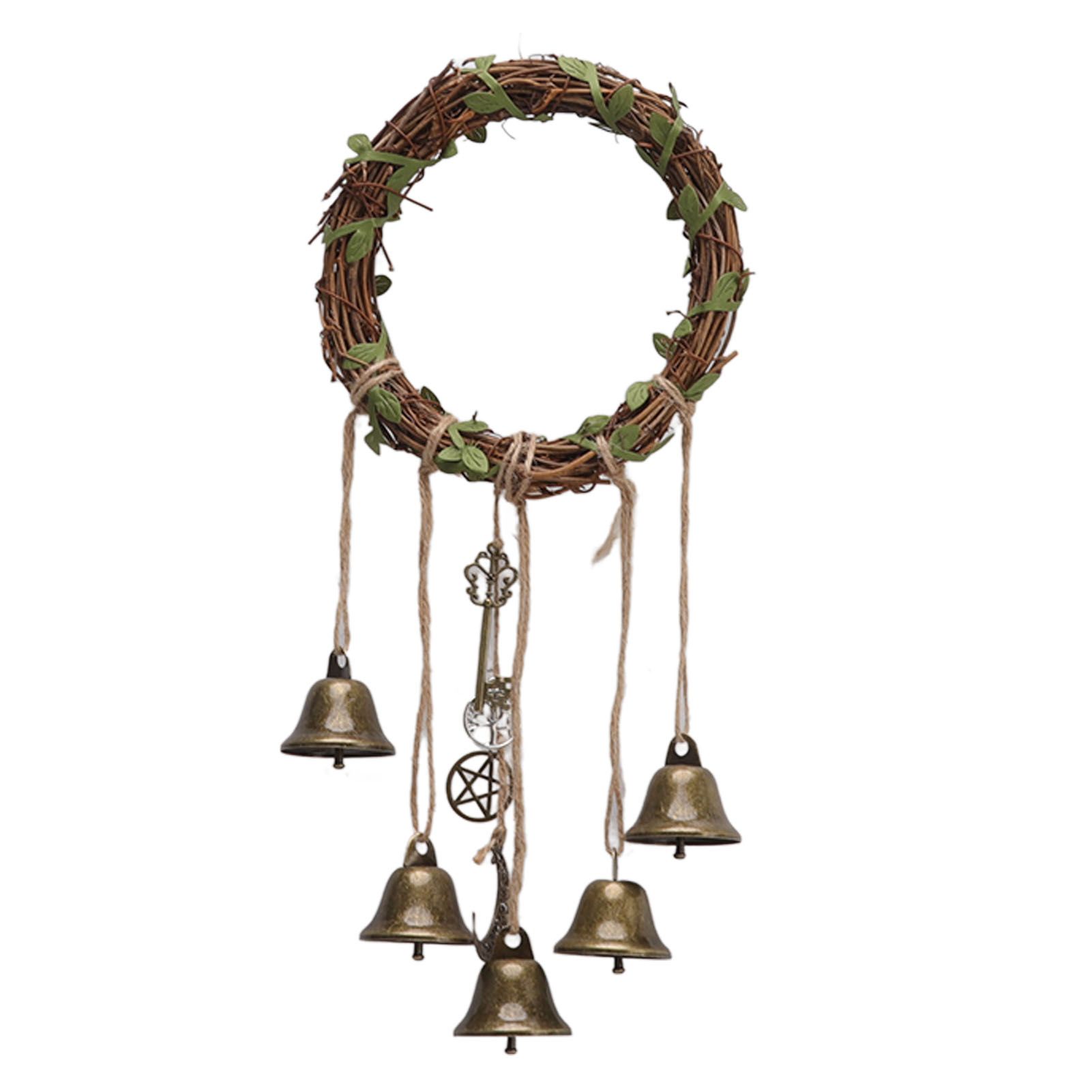 Hanging Witch Bell Handmade Decorative Witch Wind Chime with Meaningful Patterns for Door Handle Type A(15cm/5.9in Diameter)