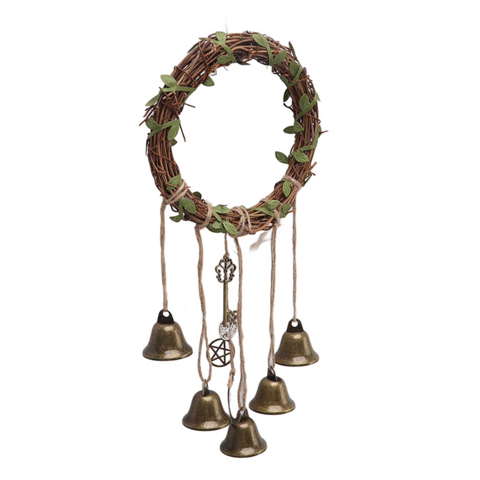 Hanging Witch Bell Handmade Decorative Witch Wind Chime with Meaningful Patterns for Door Handle Type A(15cm/5.9in Diameter)