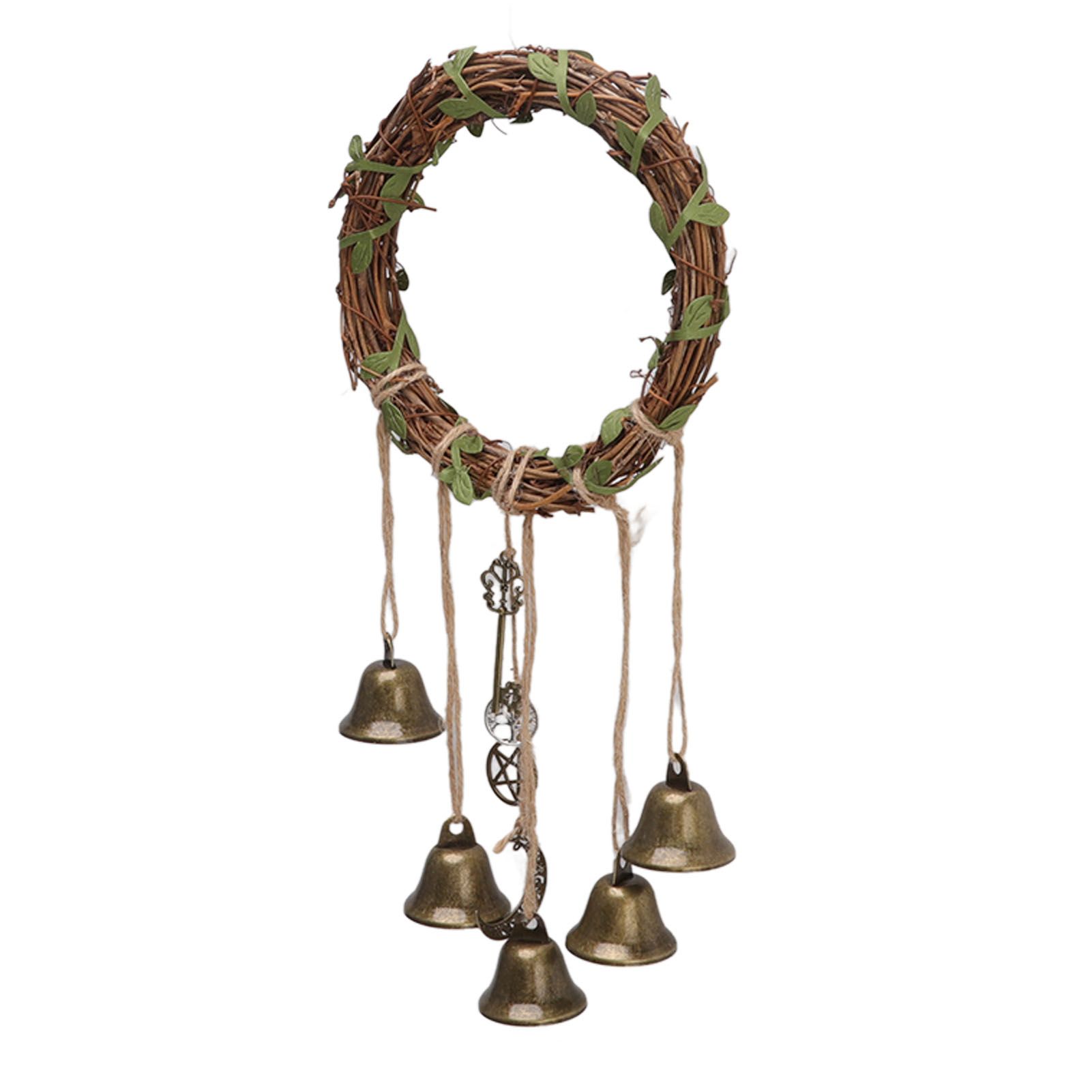 Hanging Witch Bell Handmade Decorative Witch Wind Chime with Meaningful Patterns for Door Handle Type A(15cm/5.9in Diameter)