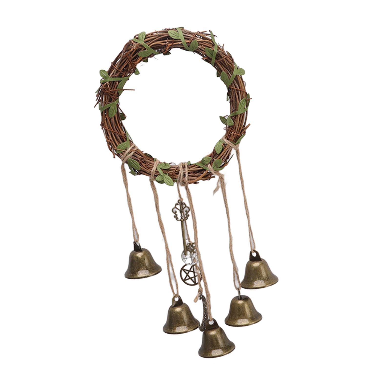 Hanging Witch Bell Handmade Decorative Witch Wind Chime with Meaningful Patterns for Door Handle Type A(15cm/5.9in Diameter)