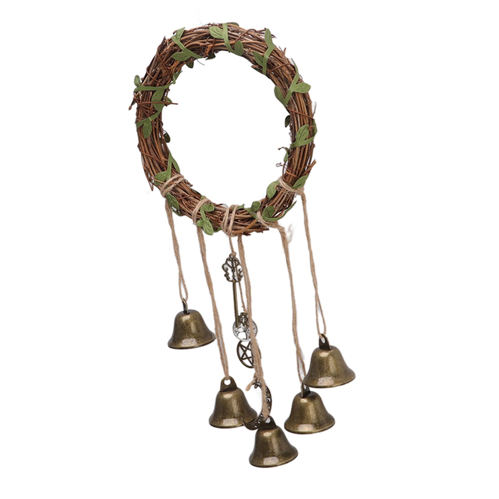 Hanging Witch Bell Handmade Decorative Witch Wind Chime with Meaningful Patterns for Door Handle Type A(12cm/4.7in Diameter)
