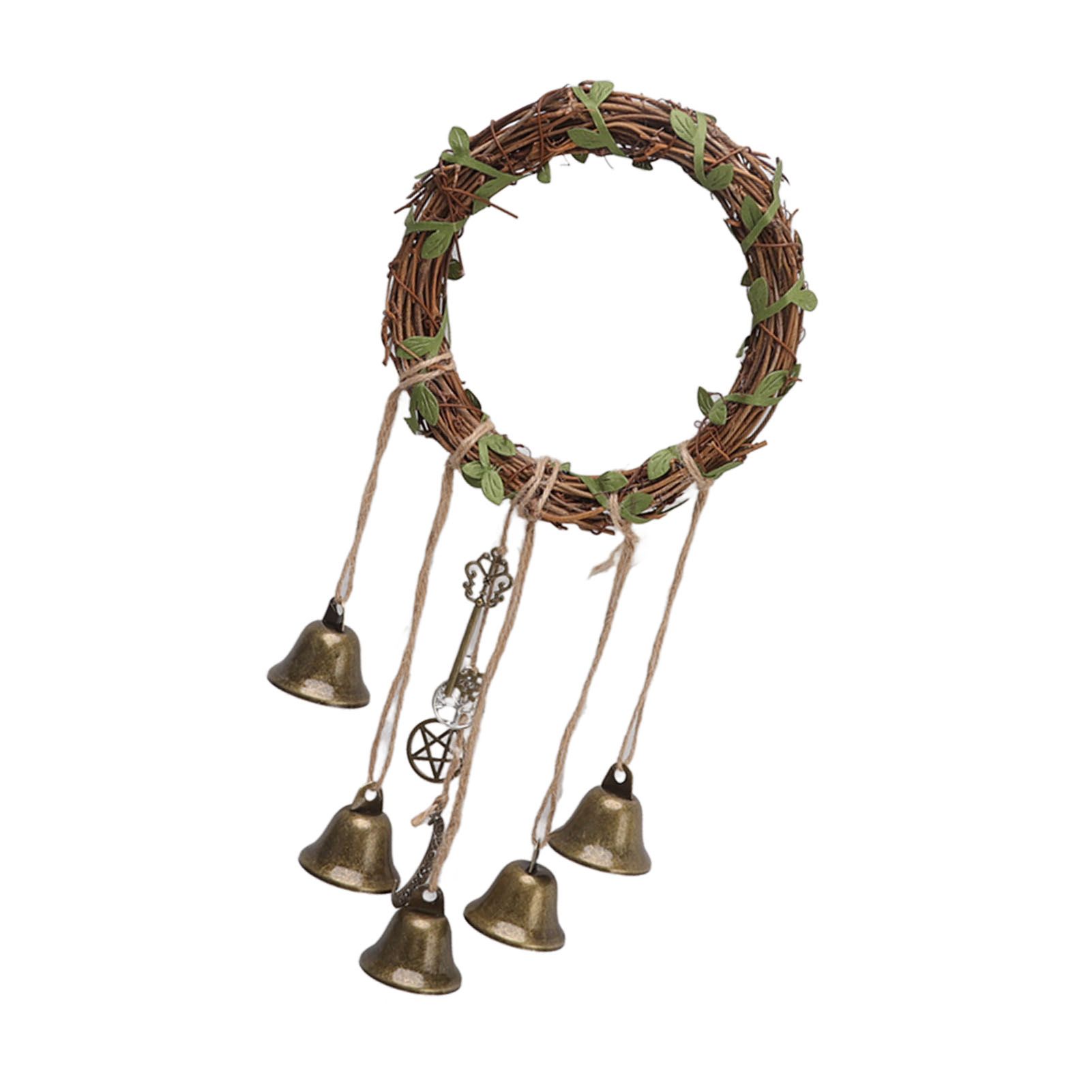 Hanging Witch Bell Handmade Decorative Witch Wind Chime with Meaningful Patterns for Door Handle Type A(12cm/4.7in Diameter)