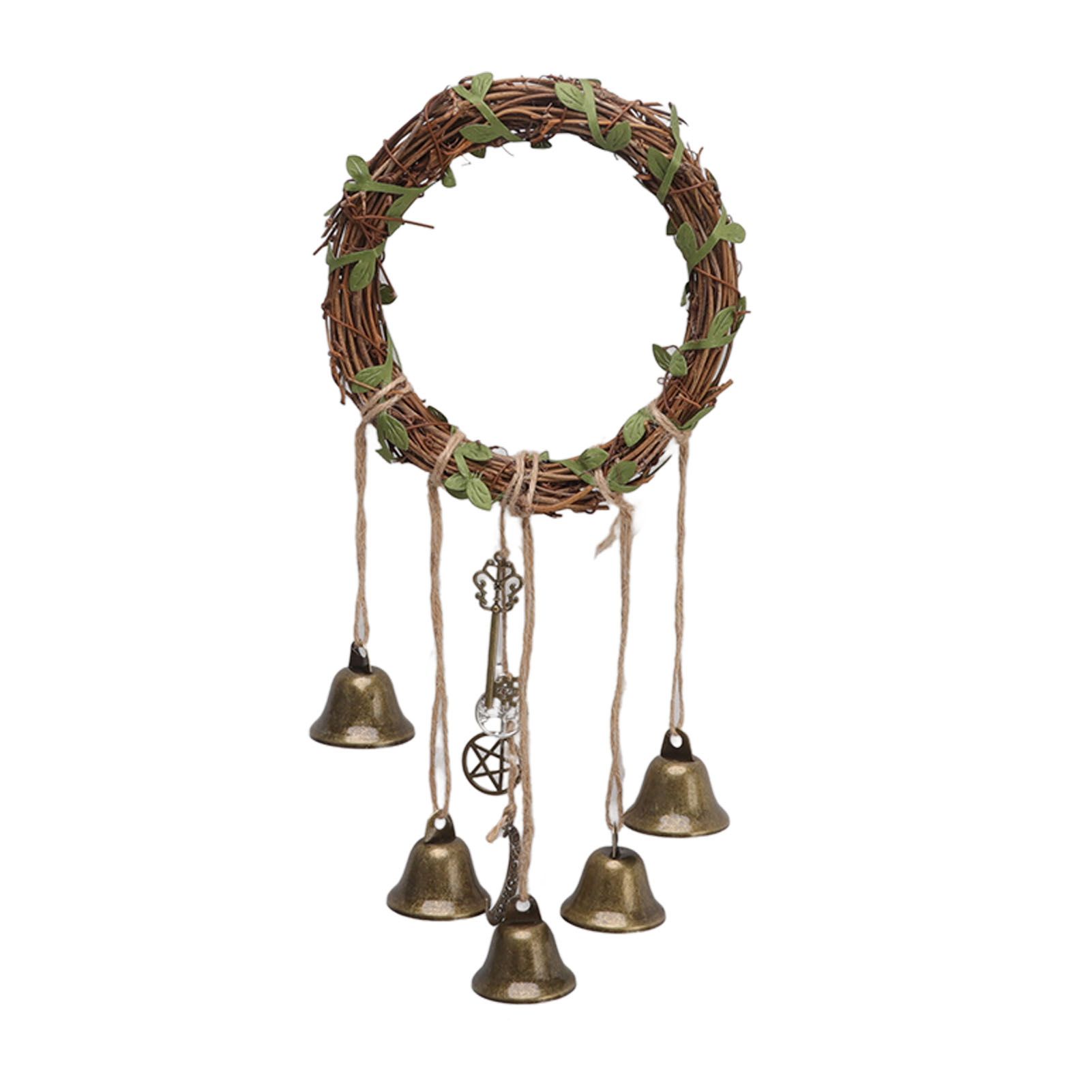 Hanging Witch Bell Handmade Decorative Witch Wind Chime with Meaningful Patterns for Door Handle Type A(12cm/4.7in Diameter)