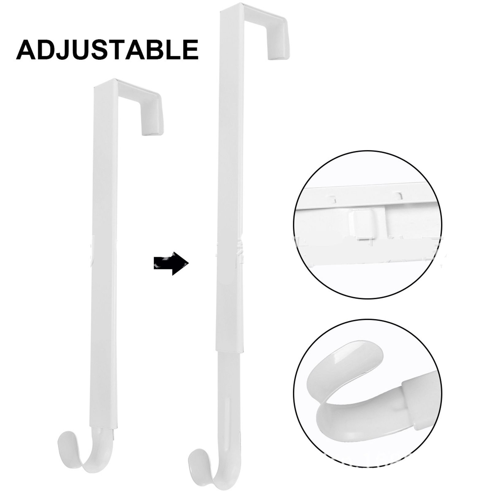 Adjustable Wreath Door Hanger Damage Free Wreaths Hanging Over The Door Hooks Iron Door Hanger for Christmas Wreath White