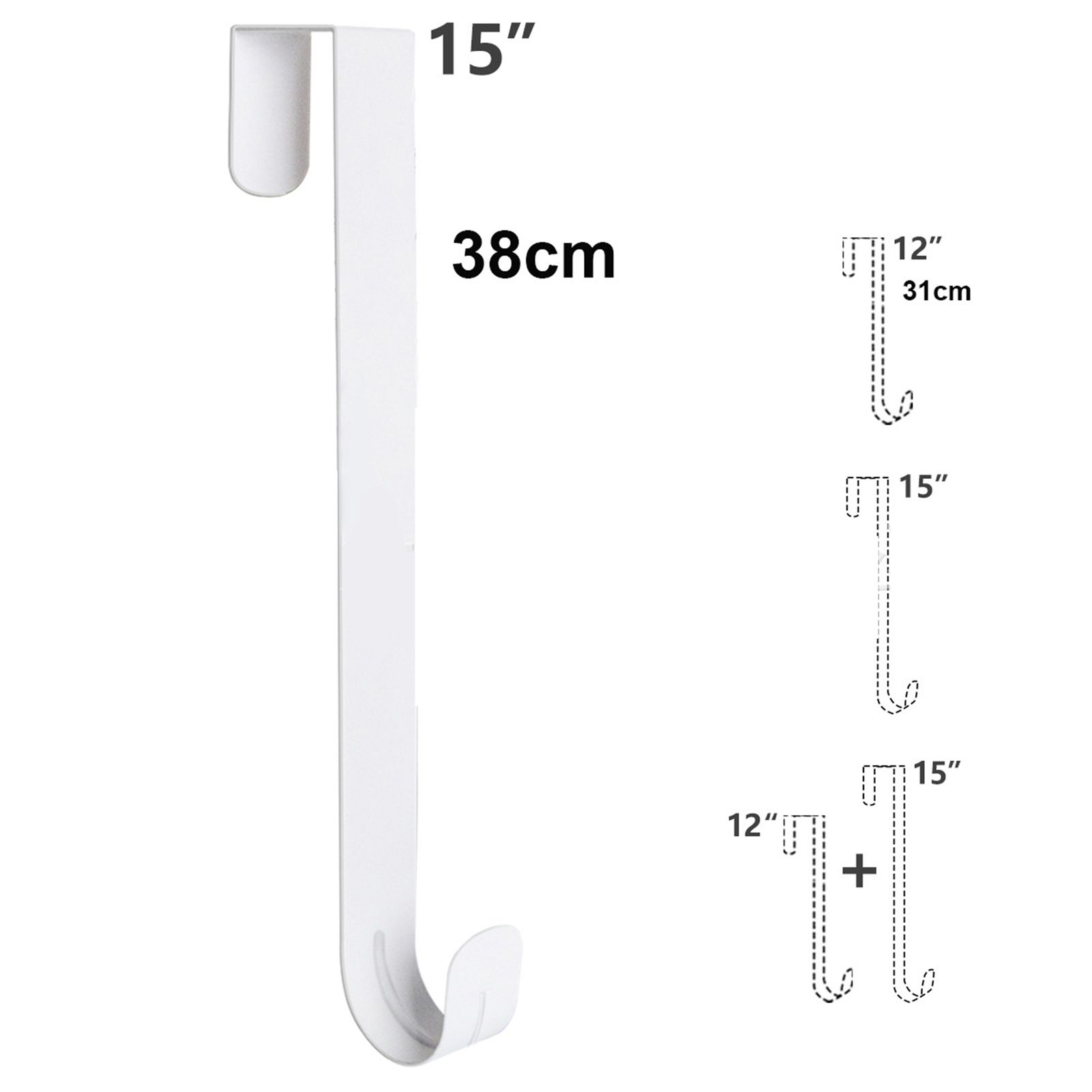 Adjustable Wreath Door Hanger Damage Free Wreaths Hanging Over The Door Hooks Iron Door Hanger for Christmas Wreath White