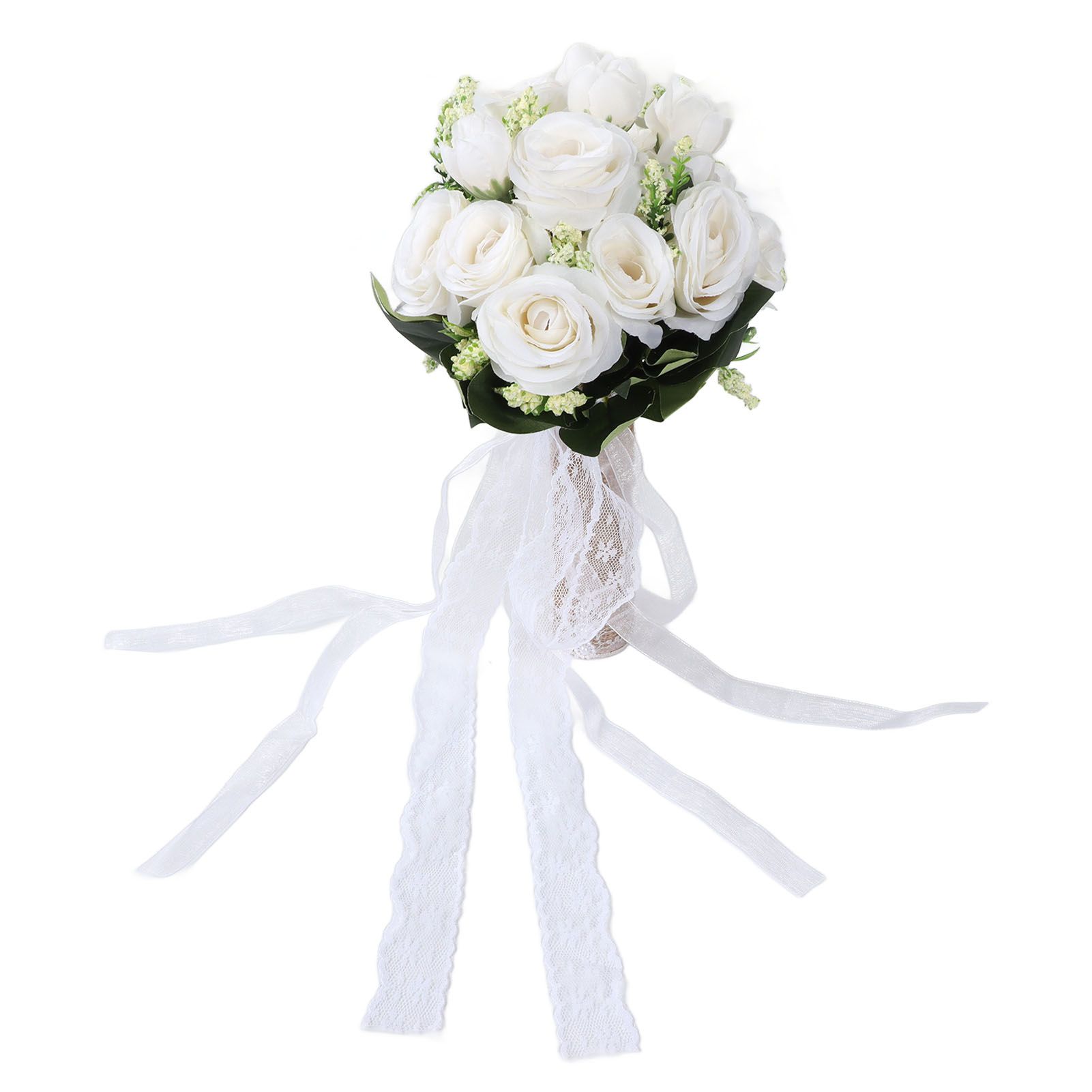 Holding Flowers Artificial Lifelike Modern Elegant Decorative Bridal Bouquet for Wedding Photography Milky White