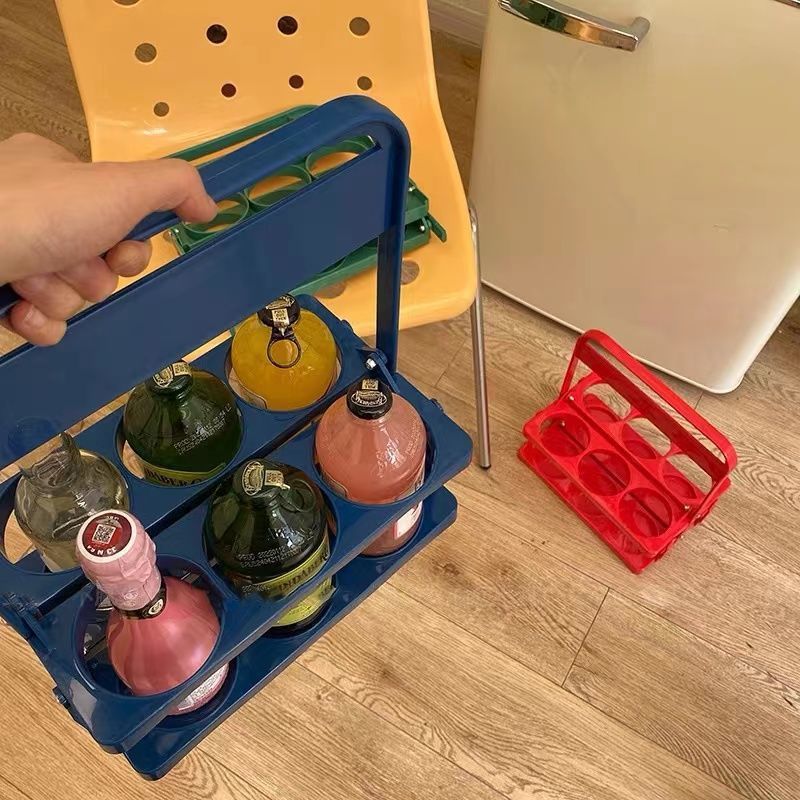Portable Beer Bottle Rack Pure Color Foldable Beverage Storage Rack Picnic Beer Handle Basket Blue Portable Beer Bottle Rack Pure Color Foldable Beverage Storage Rack Picnic Beer Handle Basket Blue