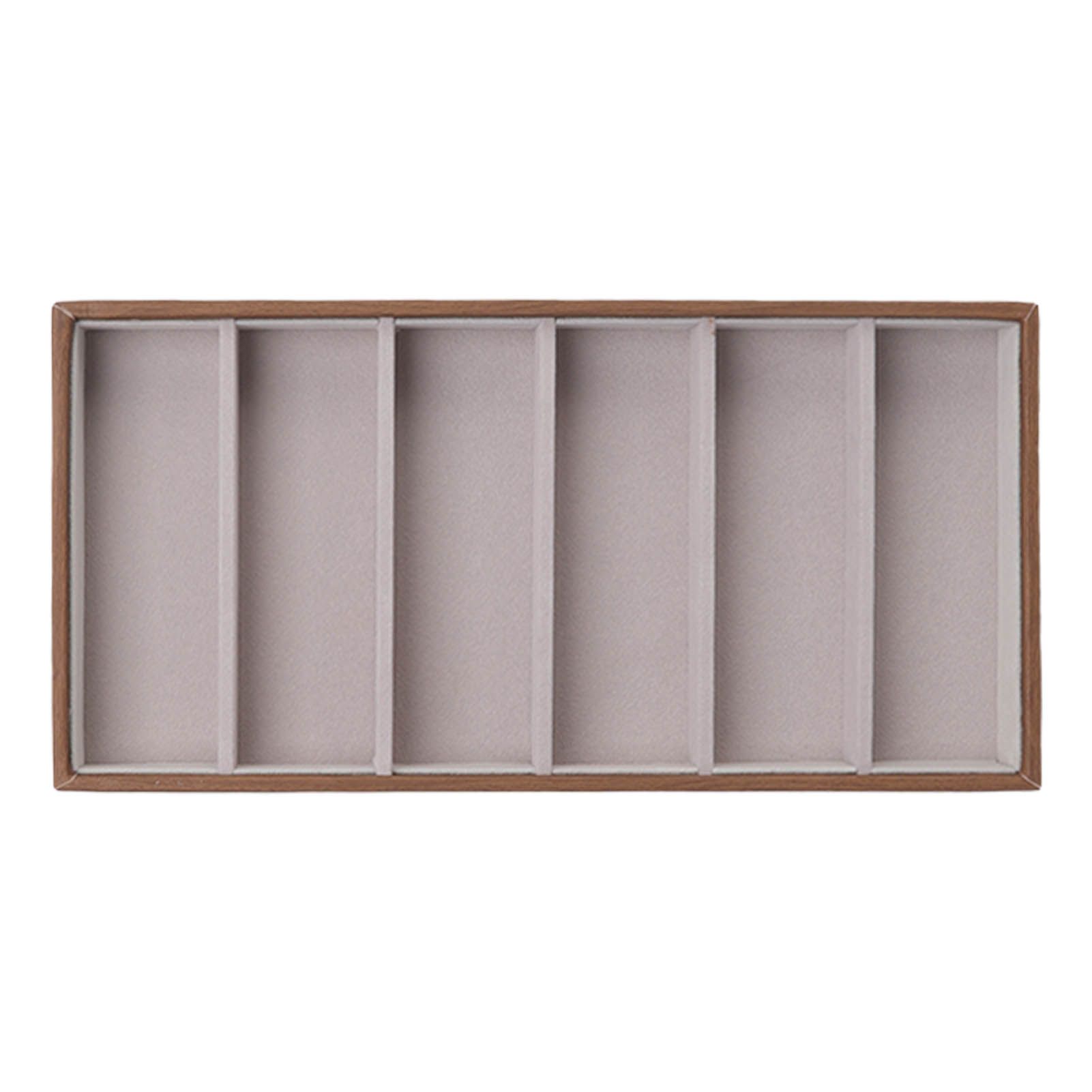 Eyeglass Display Organizer Wood Grain 6 Compartments Glasses Display Tray Sunglasses Storage Cases