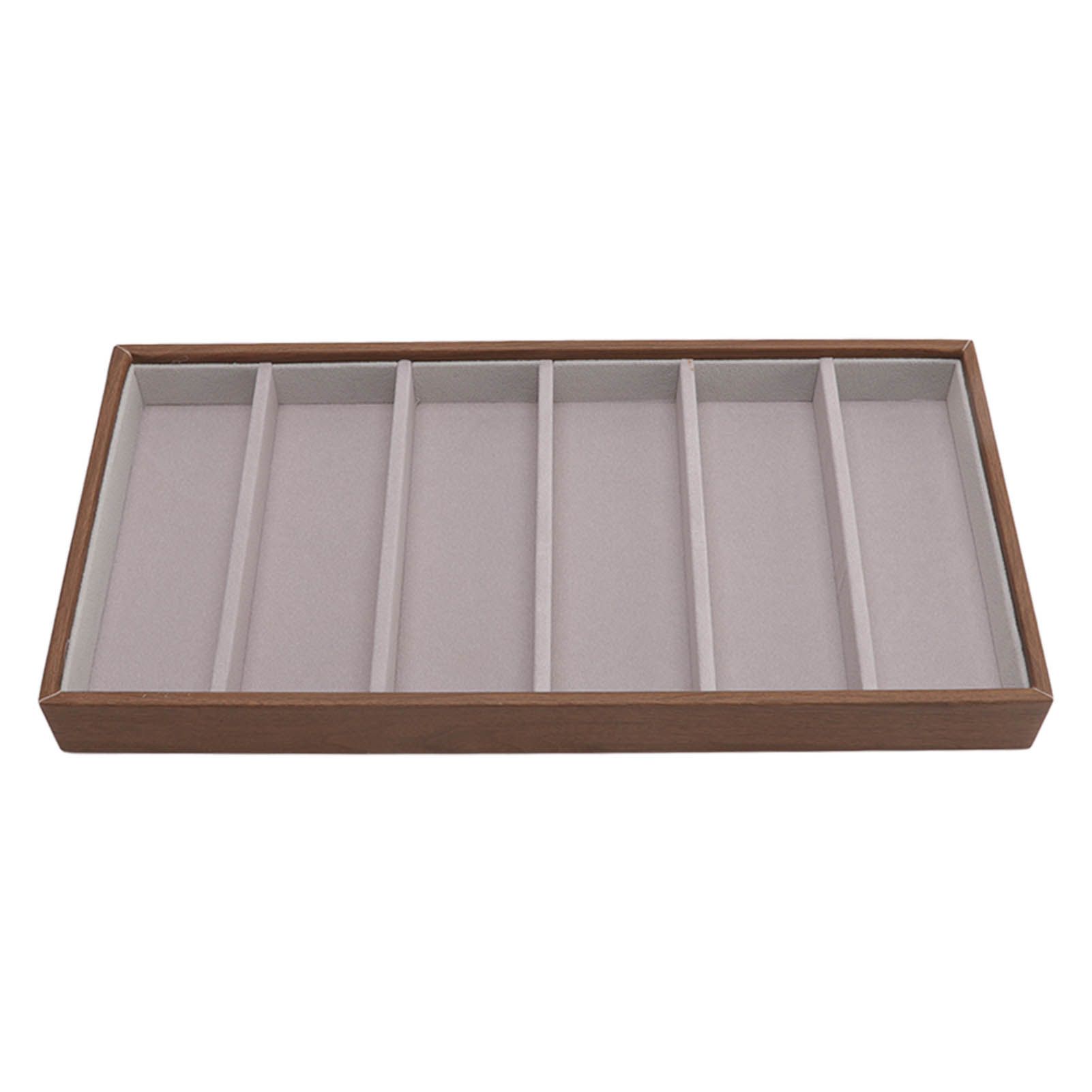 Eyeglass Display Organizer Wood Grain 6 Compartments Glasses Display Tray Sunglasses Storage Cases