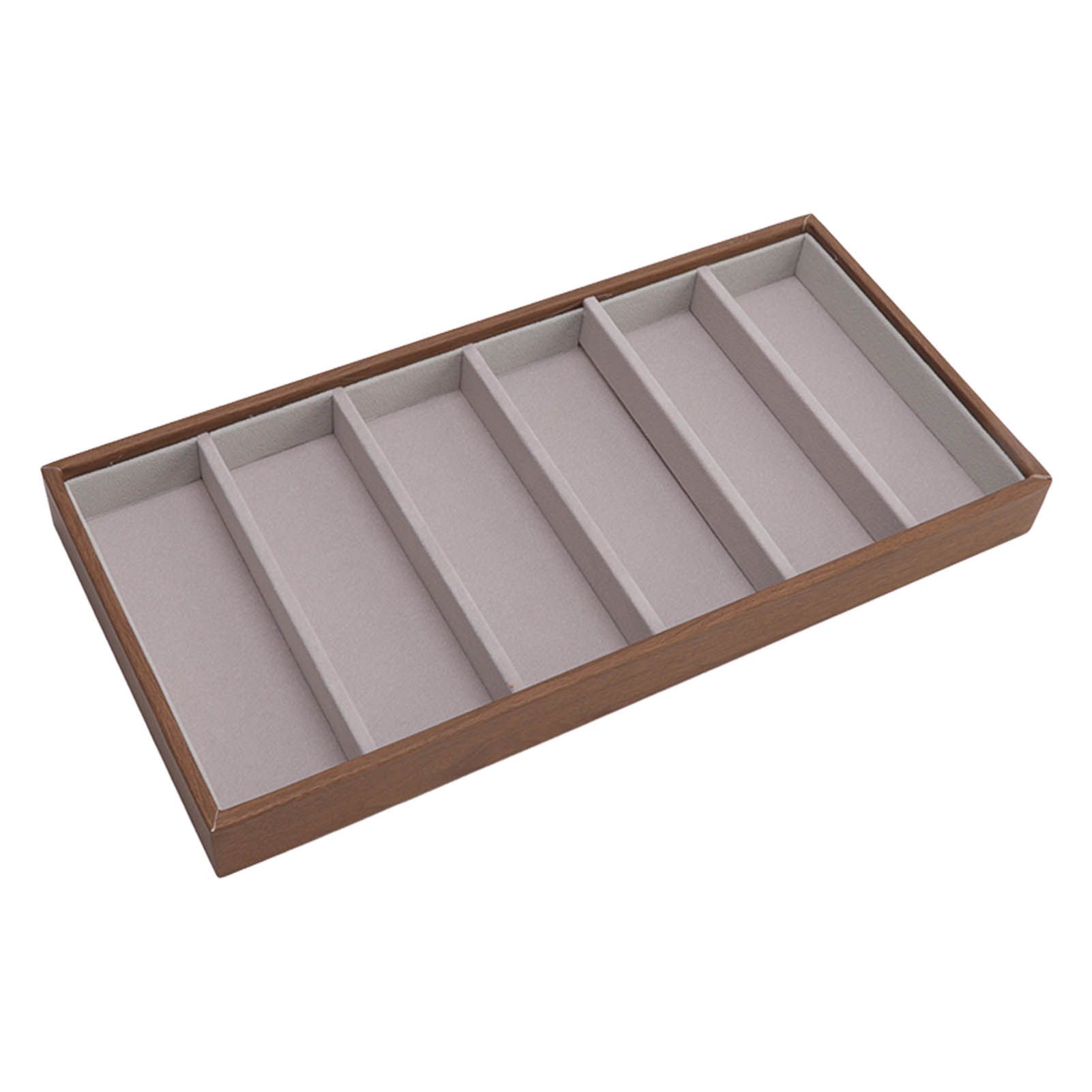 Eyeglass Display Organizer Wood Grain 6 Compartments Glasses Display Tray Sunglasses Storage Cases