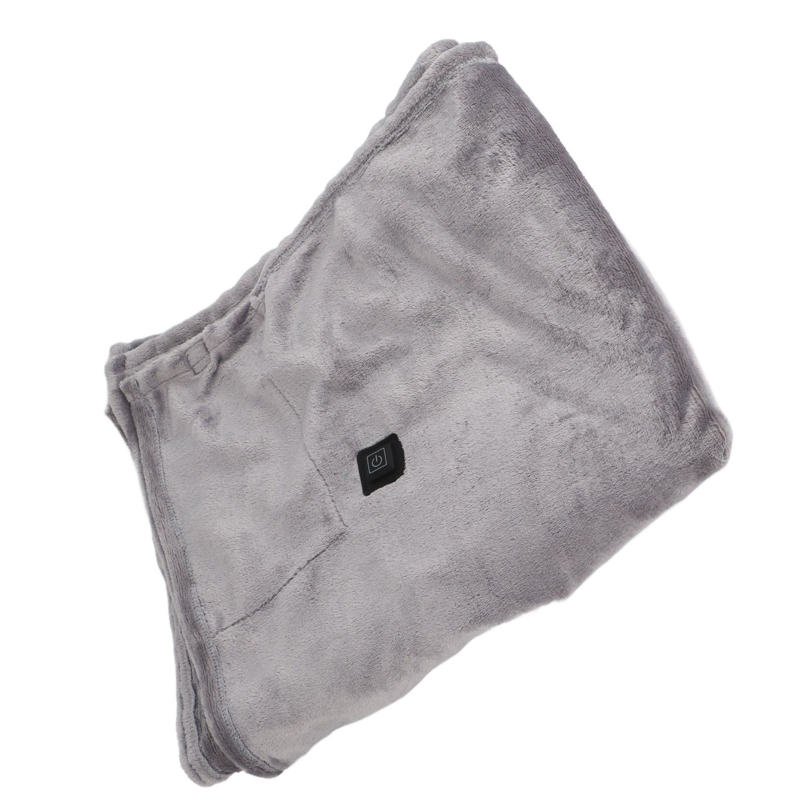 USB Heated Warm Shawl Lightweight Coral Flannel Electric Shoulder Blanket for Winter Light Gray
