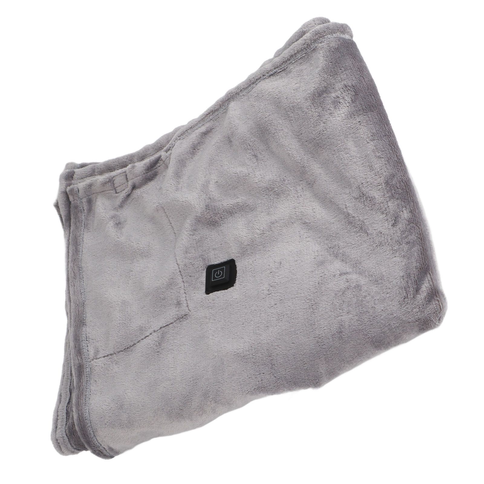 USB Heated Warm Shawl Lightweight Coral Flannel Electric Shoulder Blanket for Winter Light Gray