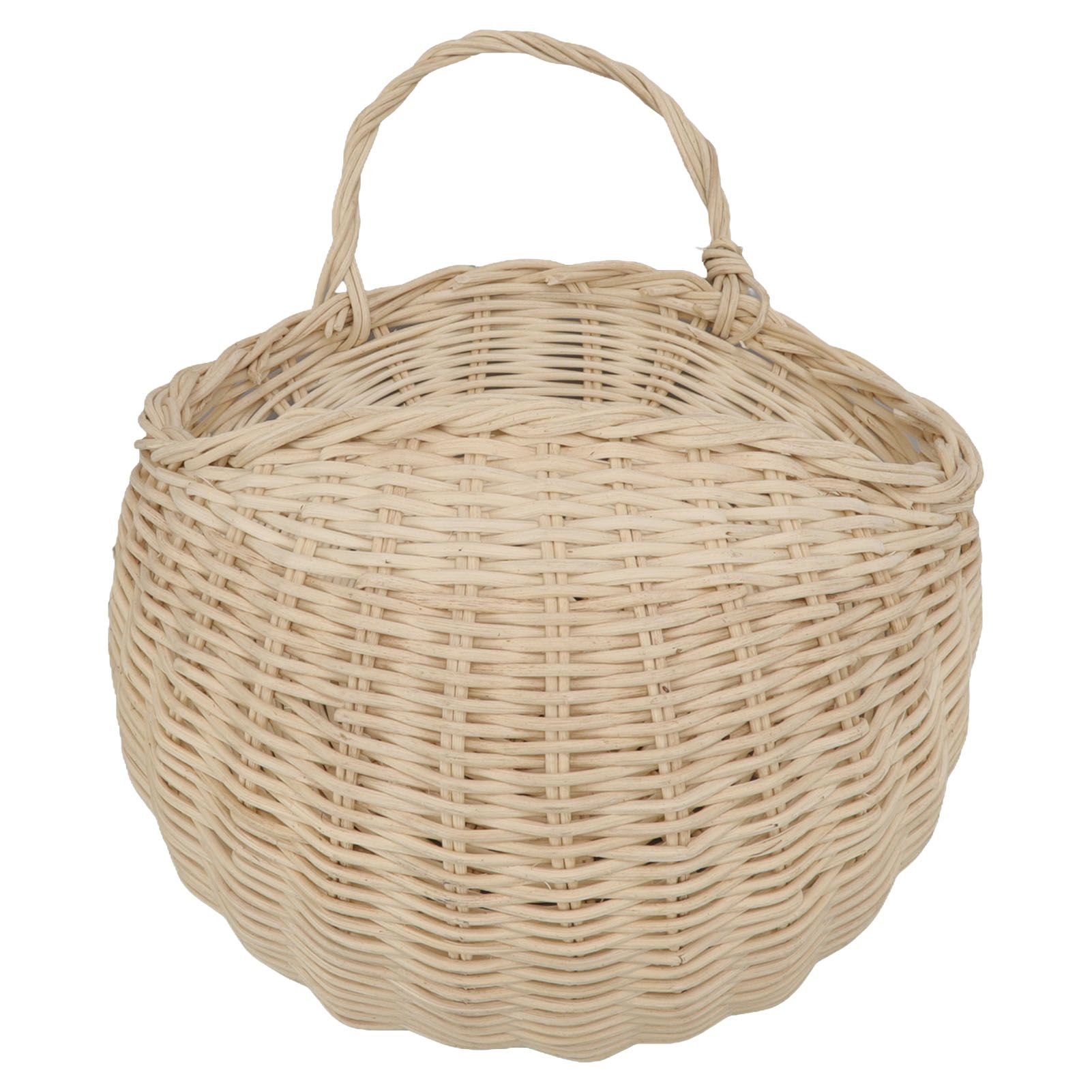 Wall Hanging Rattan Basket Multifunctional Wall Mounted Woven Storage Basket for Home Beige