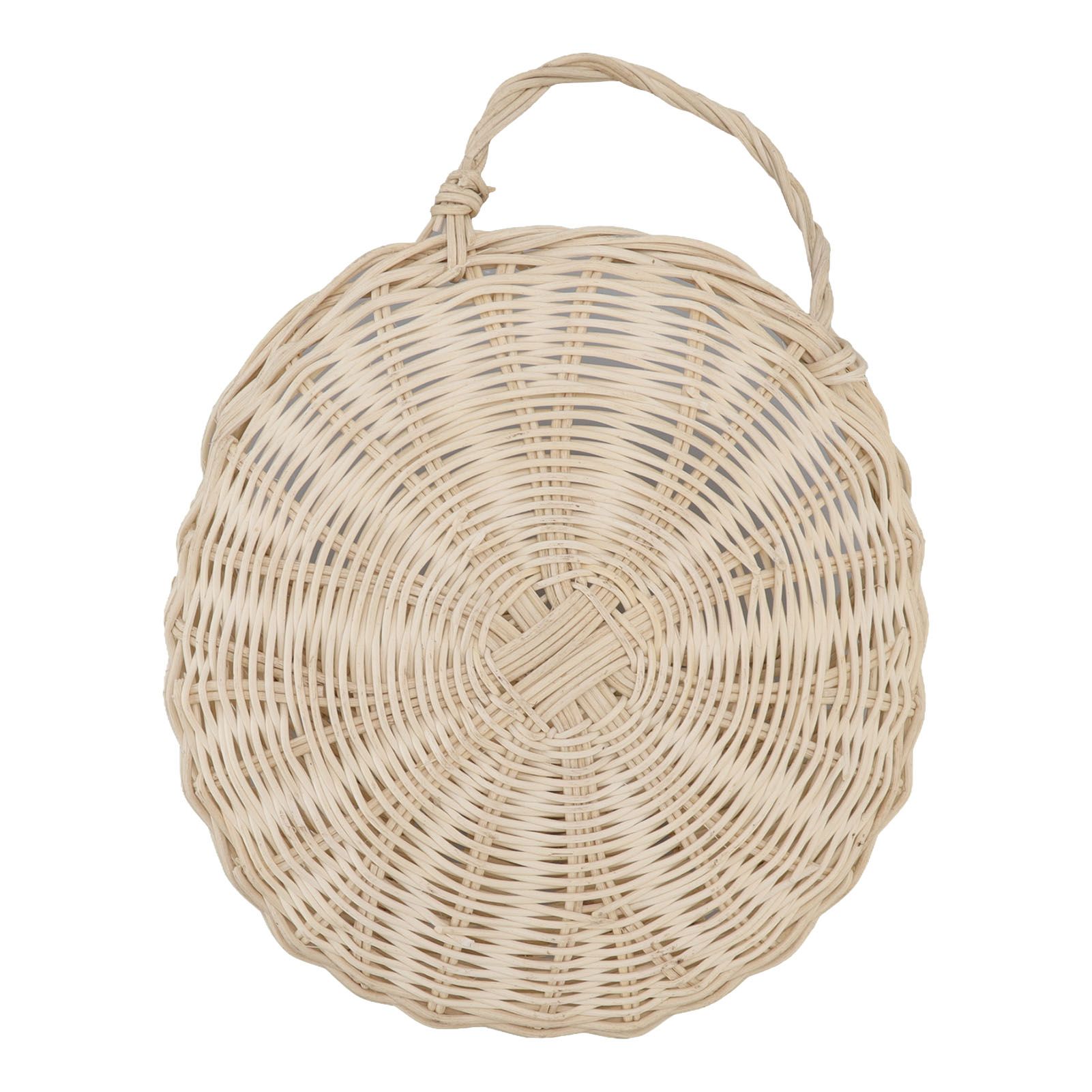 Wall Hanging Rattan Basket Multifunctional Wall Mounted Woven Storage Basket for Home Beige