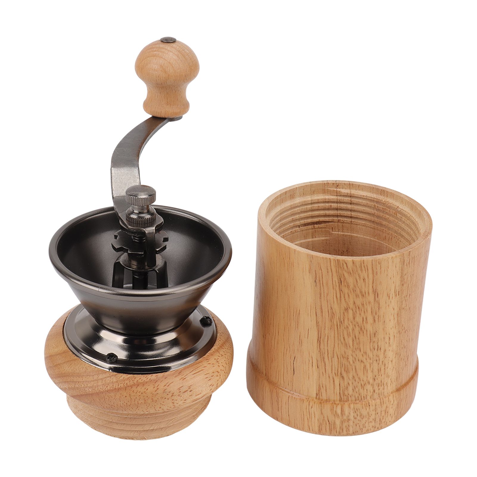 Coffee Grinder Manual Oak Stainless Steel Retro Ergonomic Crank Handle Conical Grinding Core Portable Coffee Bean Grinder Light Color Coffee Grinder Manual Oak Stainless Steel Retro Ergonomic Crank Handle Conical Grinding Core Portable Coffee Bean Grinder Light Color