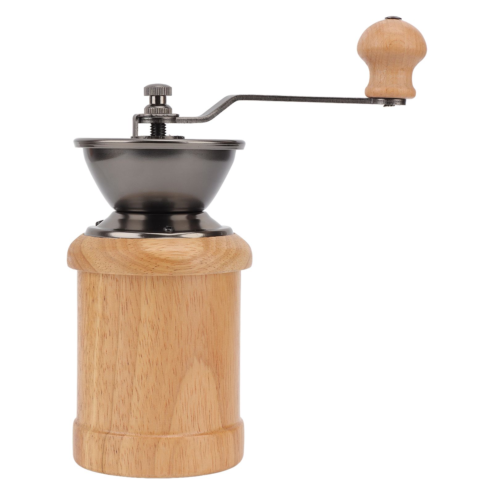 Coffee Grinder Manual Oak Stainless Steel Retro Ergonomic Crank Handle Conical Grinding Core Portable Coffee Bean Grinder Light Color