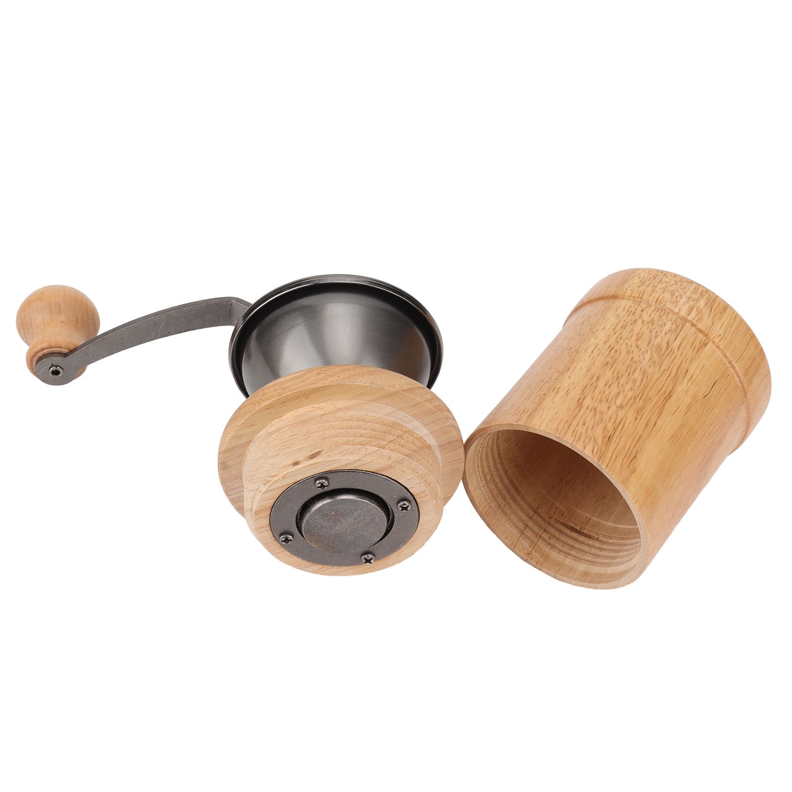Coffee Grinder Manual Oak Stainless Steel Retro Ergonomic Crank Handle Conical Grinding Core Portable Coffee Bean Grinder Light Color