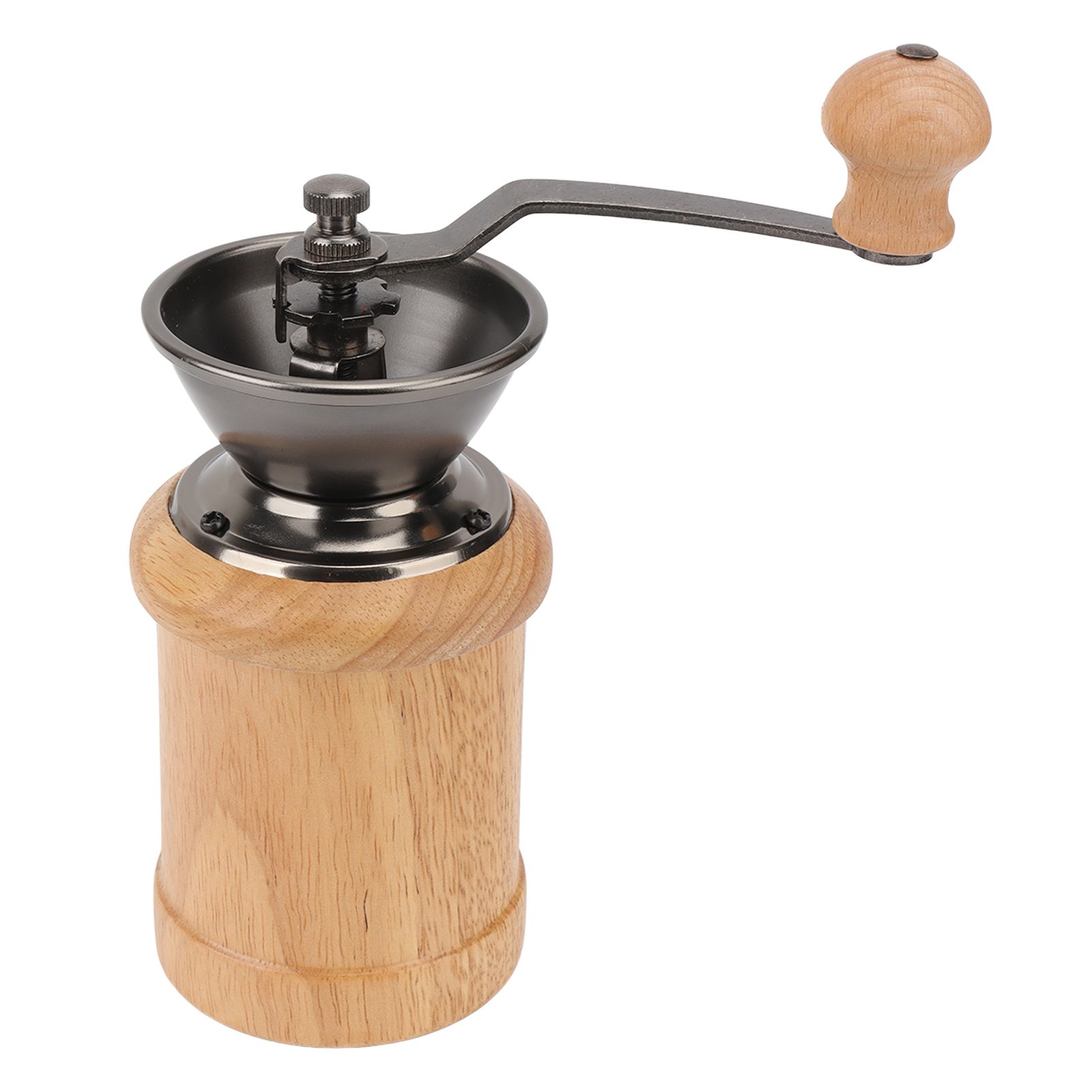 Coffee Grinder Manual Oak Stainless Steel Retro Ergonomic Crank Handle Conical Grinding Core Portable Coffee Bean Grinder Light Color