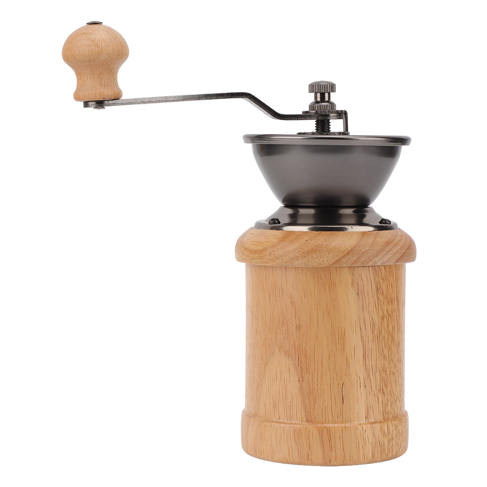 Coffee Grinder Manual Oak Stainless Steel Retro Ergonomic Crank Handle Conical Grinding Core Portable Coffee Bean Grinder Light Color