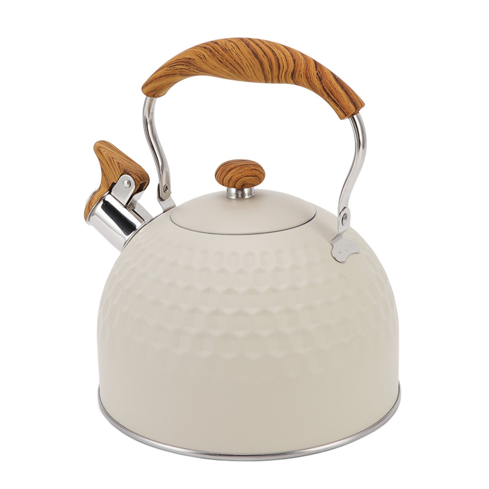 Whistling Kettle 2.5L Stainless Steel Efficient Uniform Heating Stovetop Whistling Tea Pot with Heat Insulation Handle