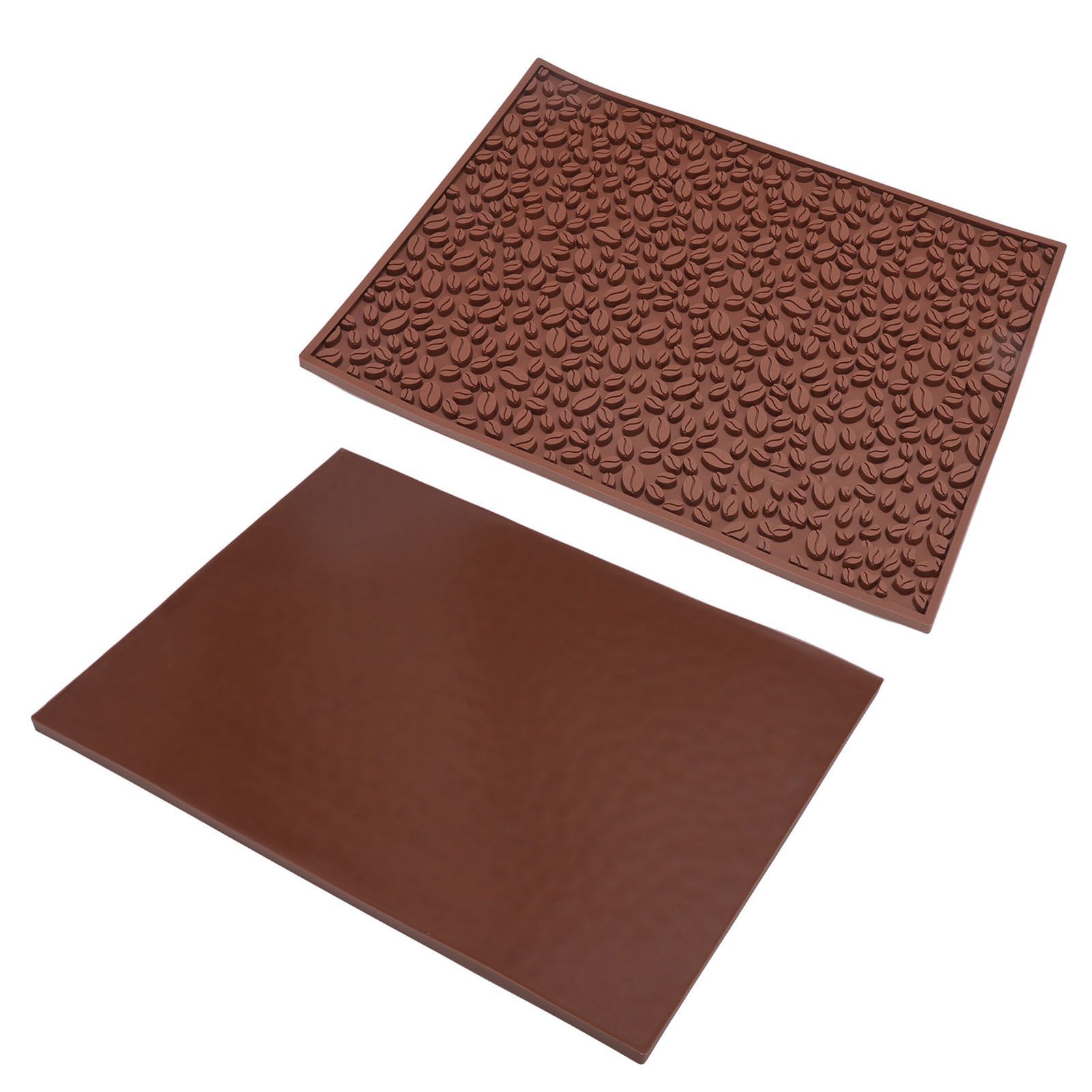 Non Slip Cup Mat Coffee Bean Design Desktop Bar Counter PVC Pad for Water Draining Filtering Brown