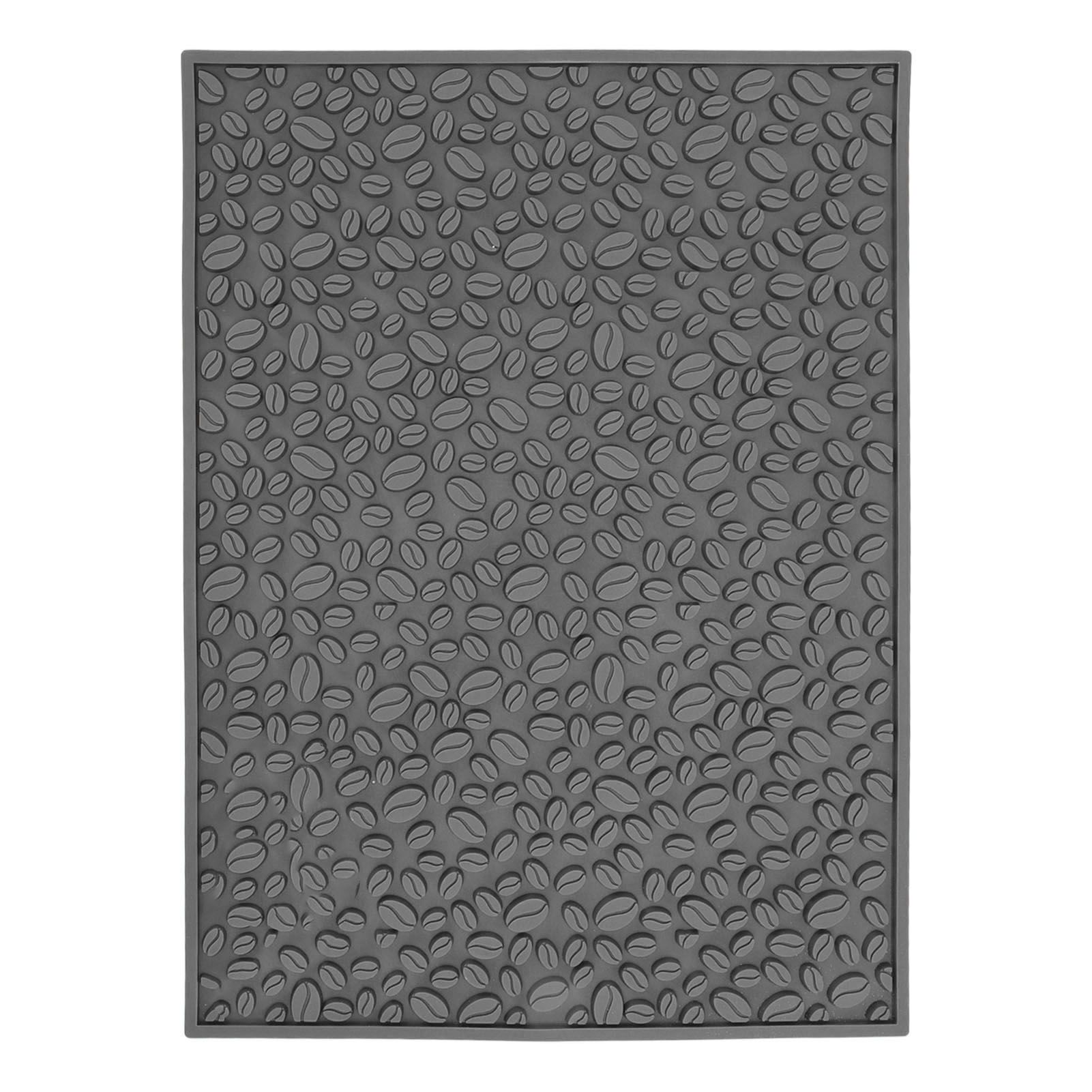 Non Slip Cup Mat Coffee Bean Design Desktop Bar Counter PVC Pad for Water Draining Filtering Grey