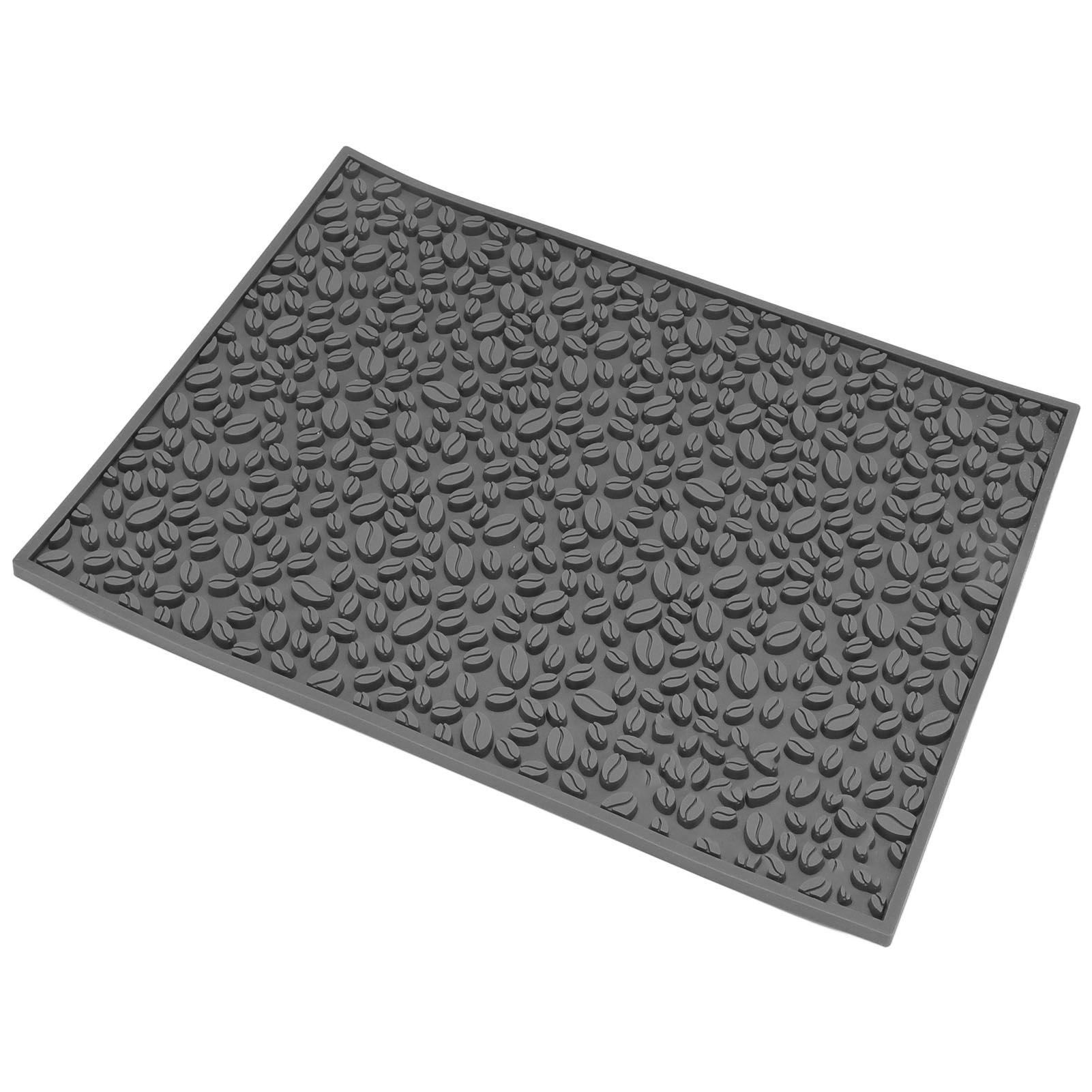 Non Slip Cup Mat Coffee Bean Design Desktop Bar Counter PVC Pad for Water Draining Filtering Grey