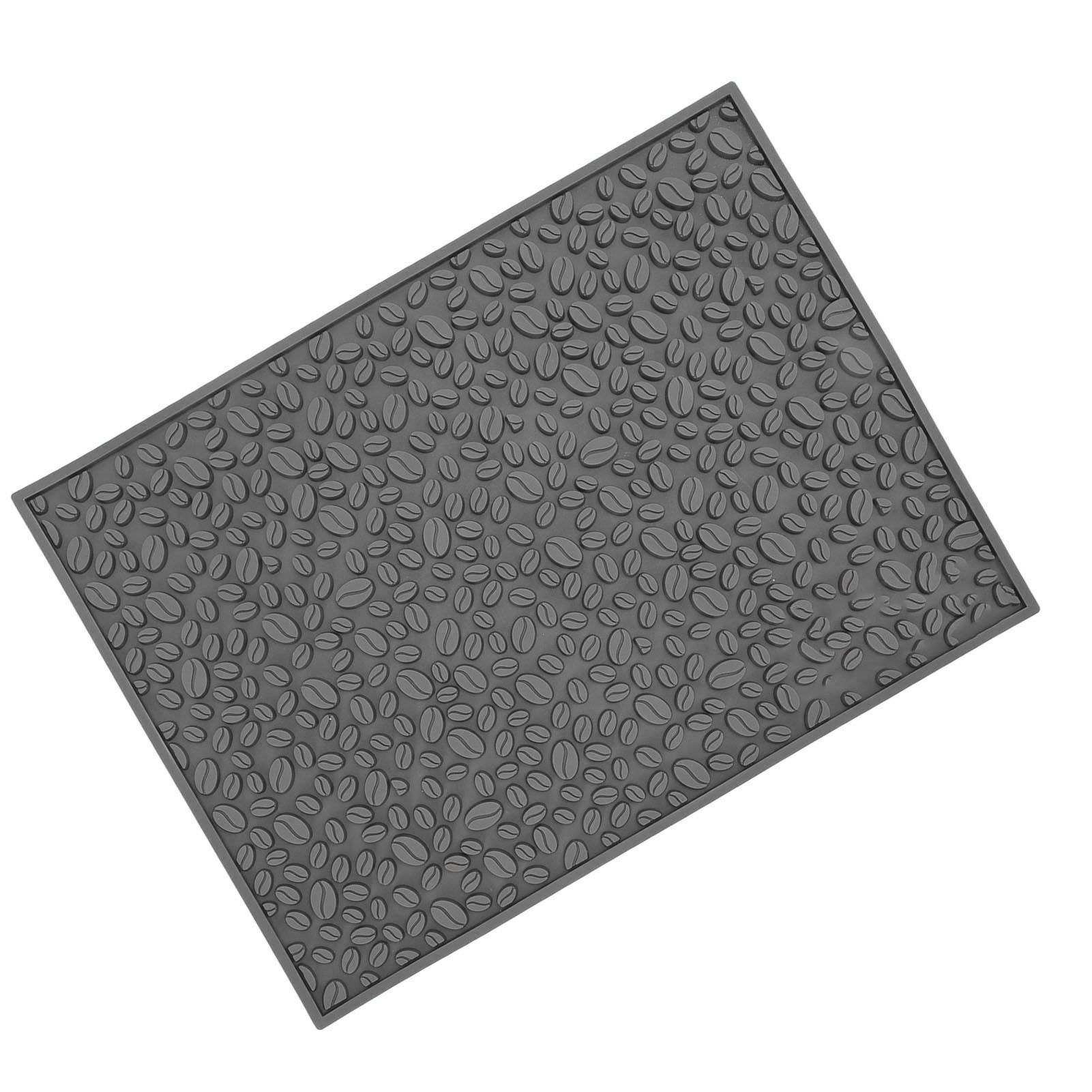Non Slip Cup Mat Coffee Bean Design Desktop Bar Counter PVC Pad for Water Draining Filtering Grey