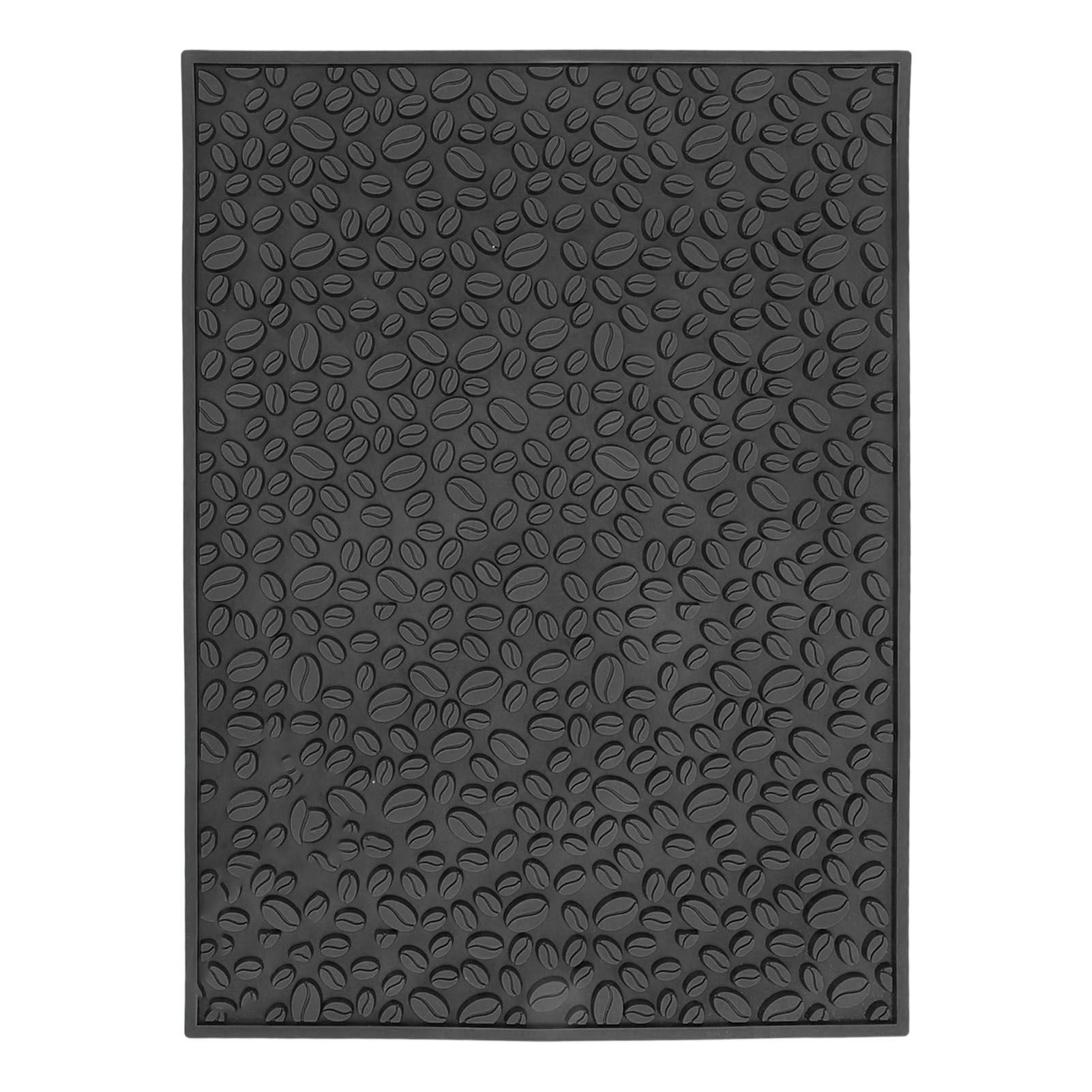 Non Slip Cup Mat Coffee Bean Design Desktop Bar Counter PVC Pad for Water Draining Filtering Black