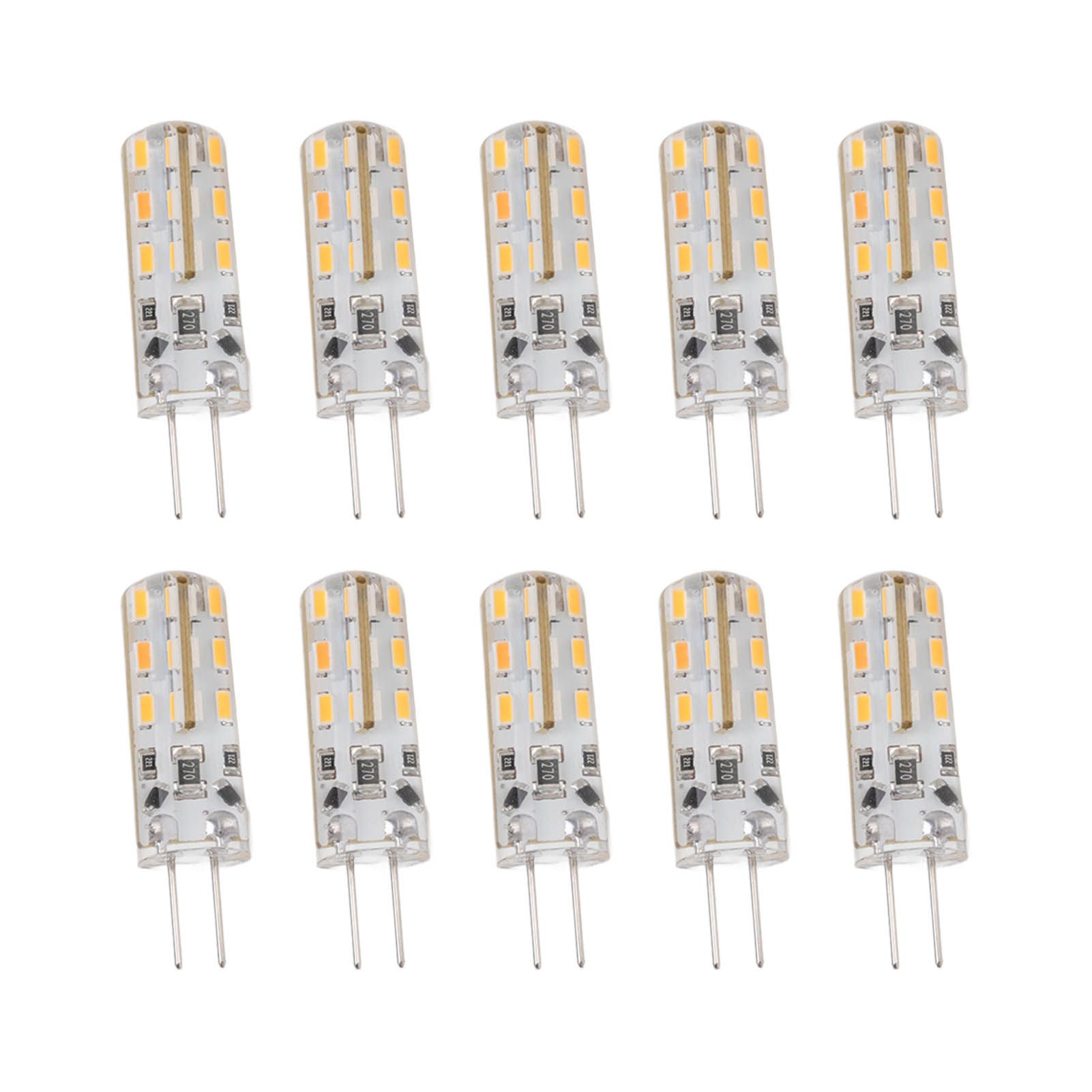 10pcs G4 LED Bulb 1.5W DC12V Warm White 3000K 110LM Bi Pin Light Bulbs LED for Cabinet Lighting Courtyard