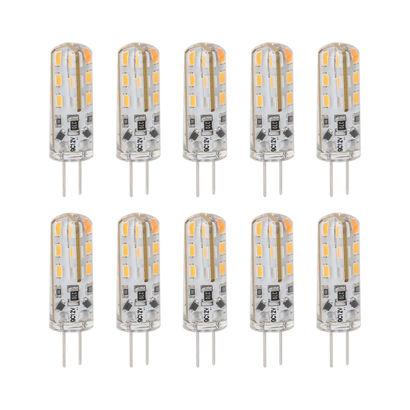 10pcs G4 LED Bulb 1.5W DC12V Warm White 3000K 110LM Bi Pin Light Bulbs LED for Cabinet Lighting Courtyard