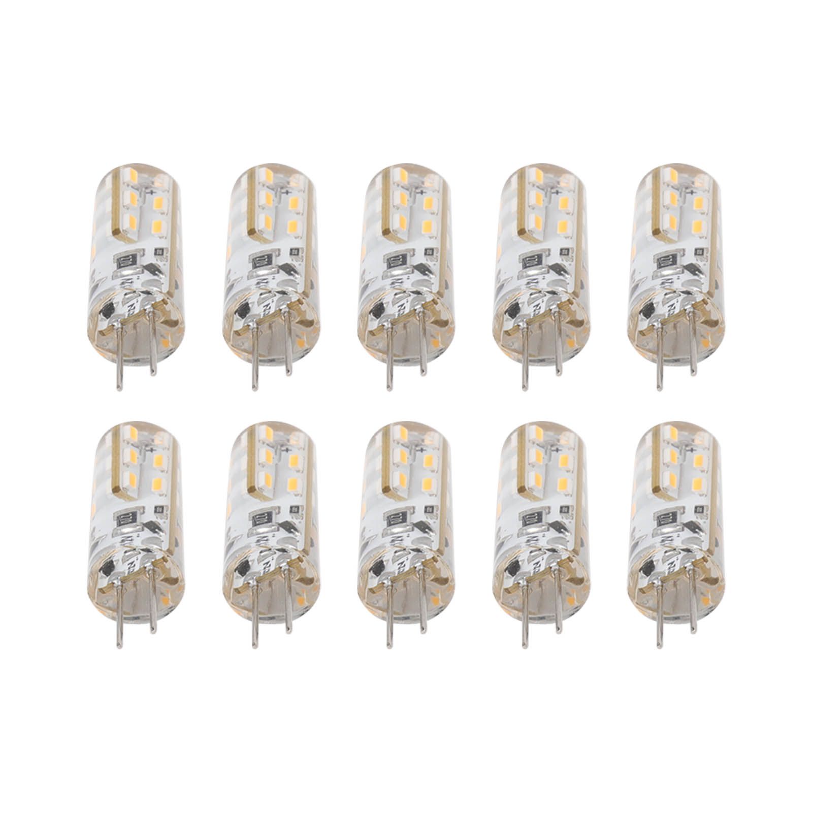10pcs G4 LED Bulb 1.5W DC12V Warm White 3000K 110LM Bi Pin Light Bulbs LED for Cabinet Lighting Courtyard