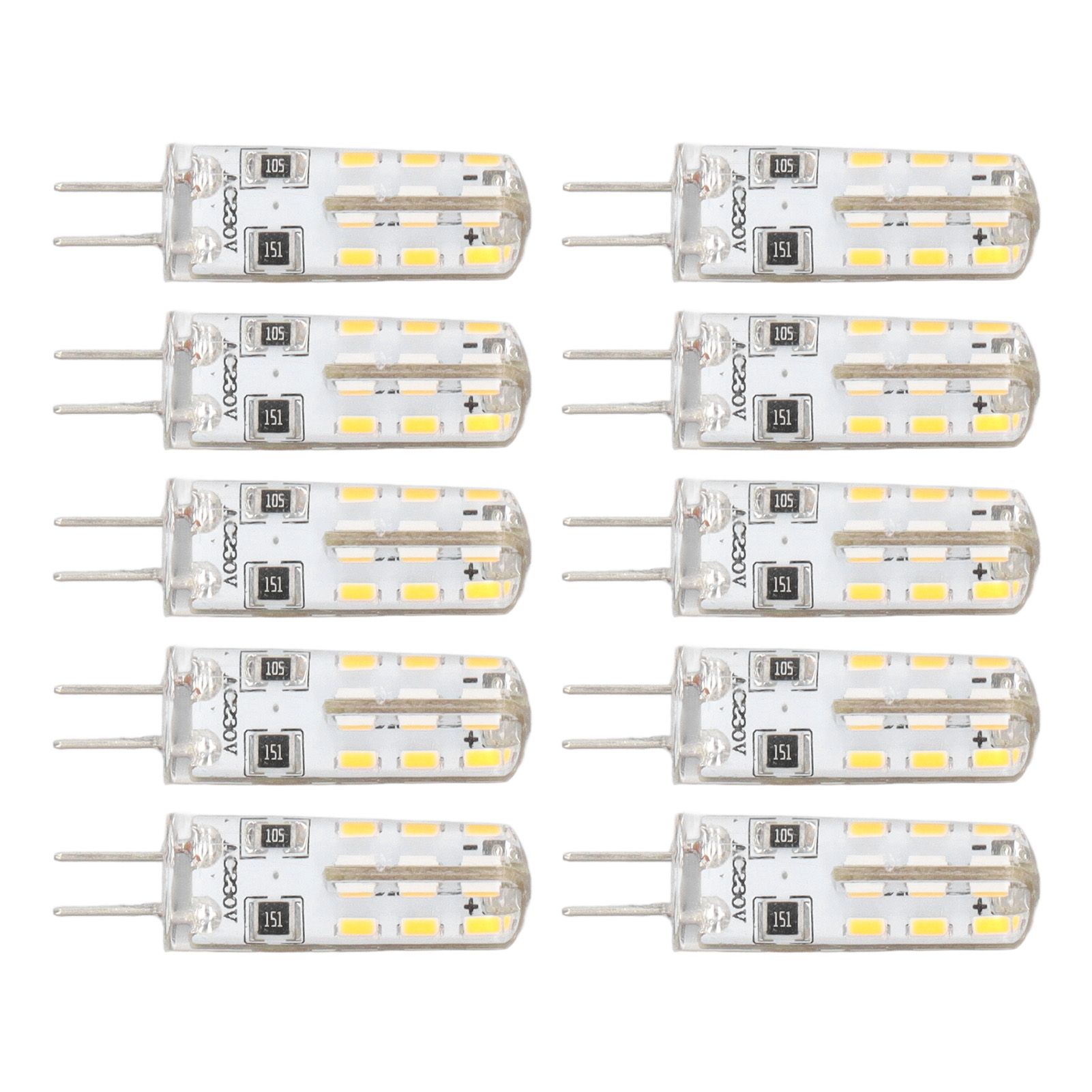 10 Pcs G4 LED Bulbs Bi Pin Base Silicone Warm White 3000K 1.5W AC220V 110LM Landscape Bulbs Replacement