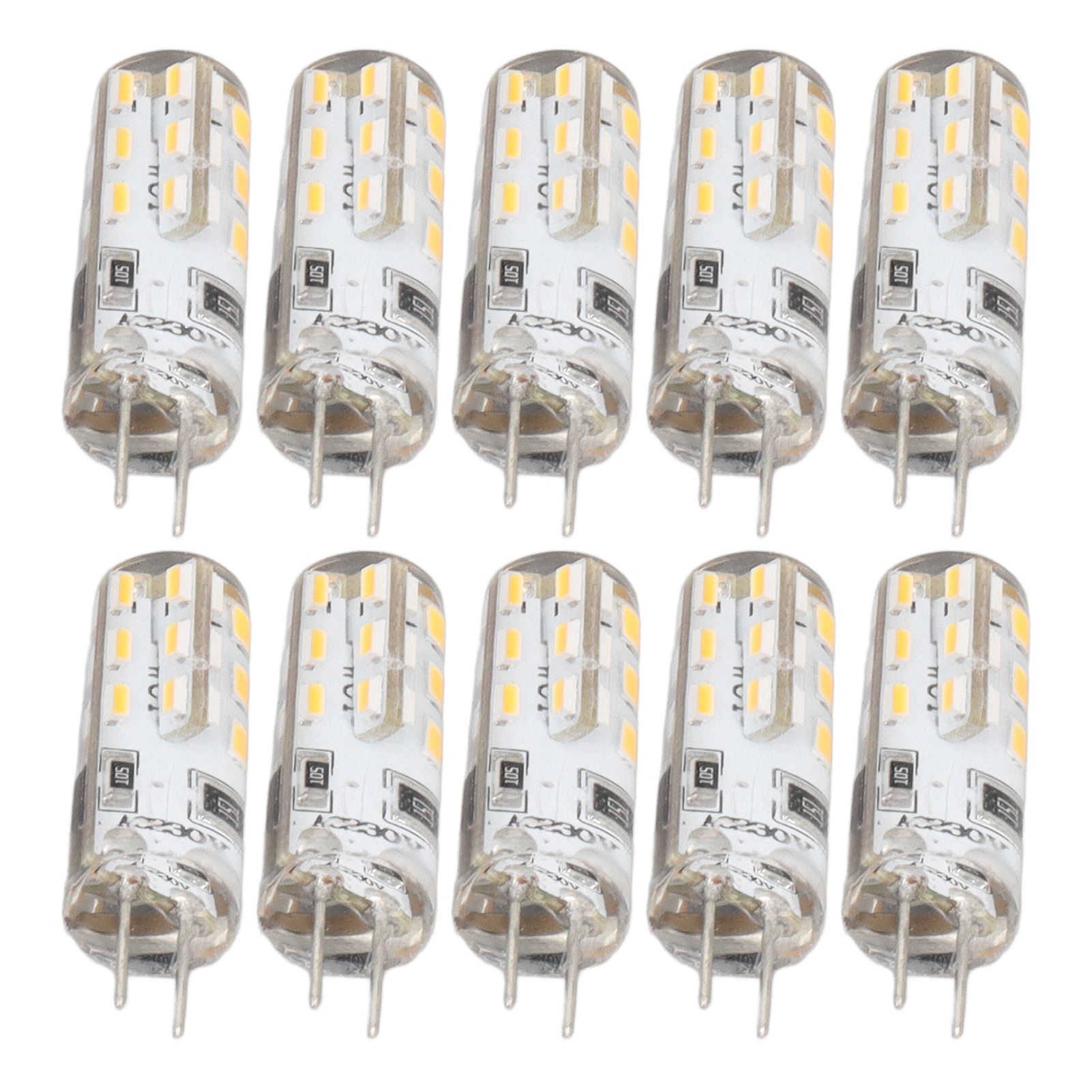 10 Pcs G4 LED Bulbs Bi Pin Base Silicone Warm White 3000K 1.5W AC220V 110LM Landscape Bulbs Replacement