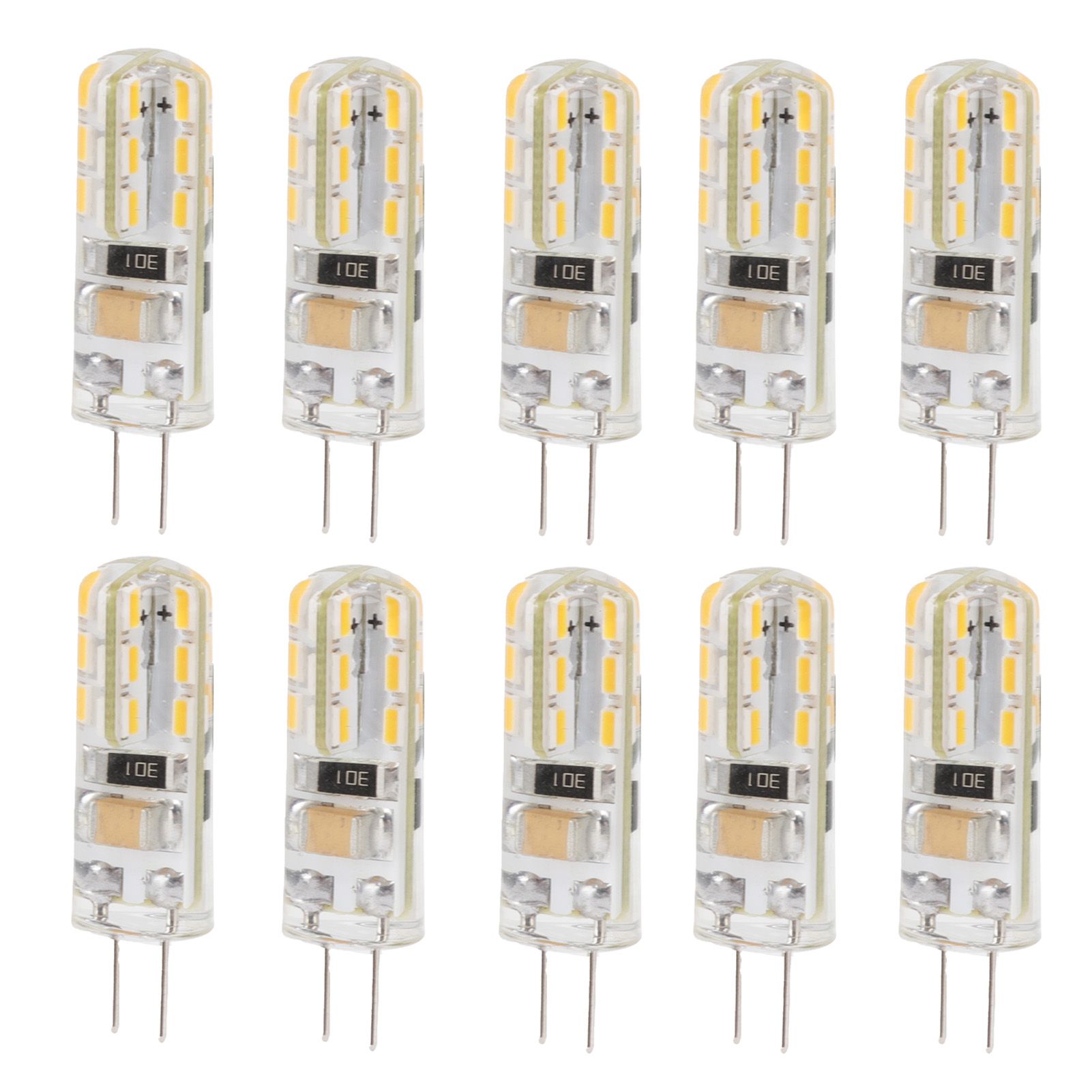 10pcs G4 LED Bulb Double Feet Base 1.5W AC110V 110LM Silicone Light Bulb for Landscape Lighting Courtyard Warm White 3000K