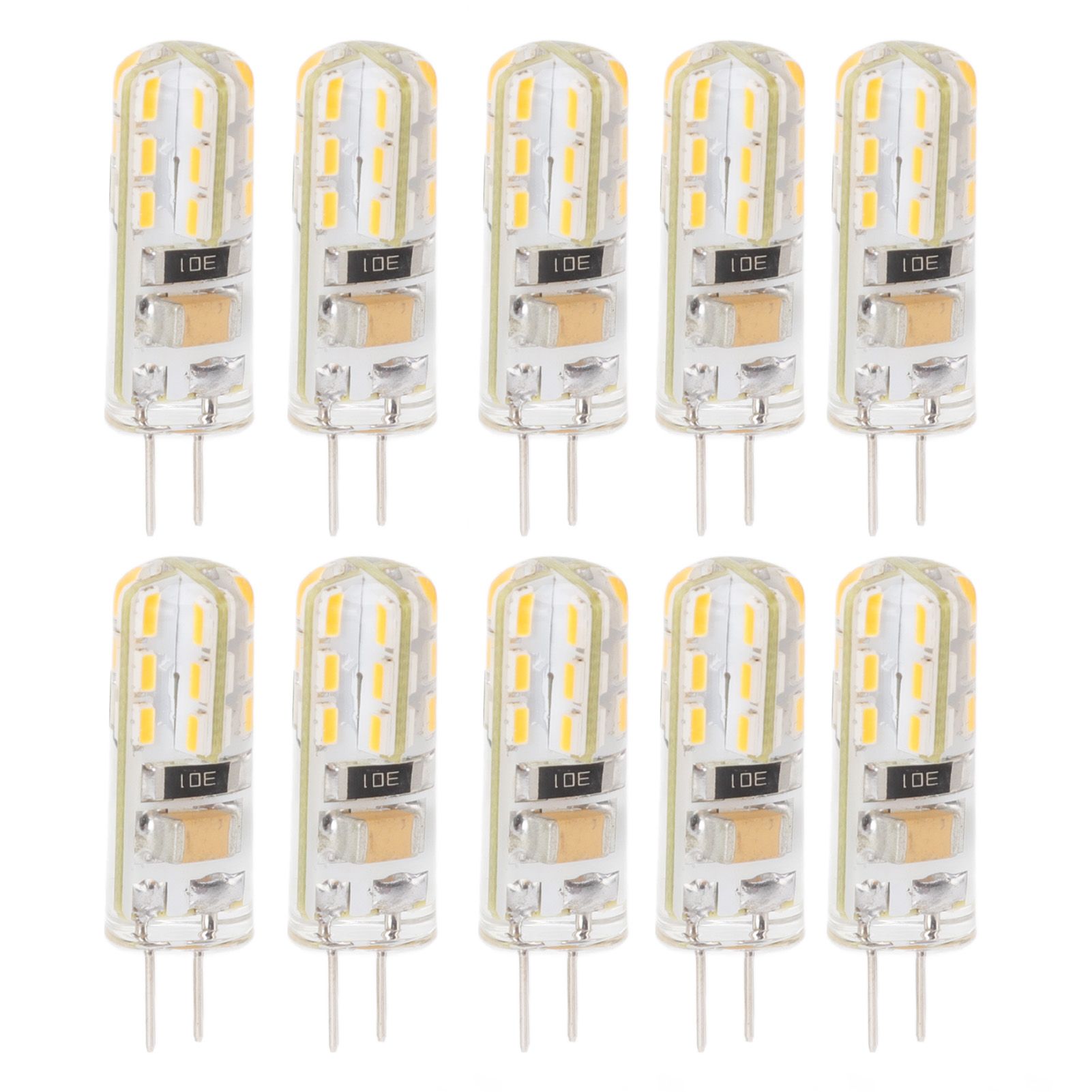 10pcs G4 LED Bulb Double Feet Base 1.5W AC110V 110LM Silicone Light Bulb for Landscape Lighting Courtyard Warm White 3000K