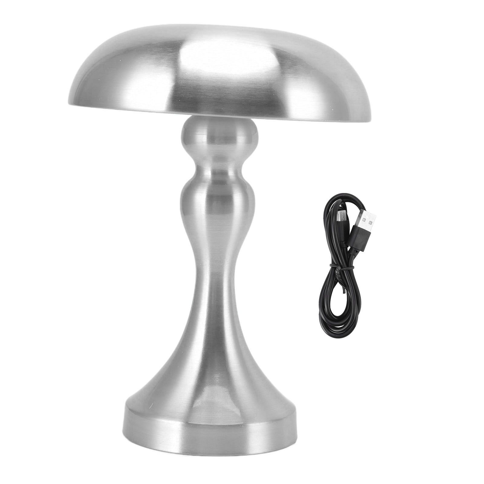 Table Lamp Rechargeable Mushroom Shape 3 Speed Color Temperature Touch Stepless Dimming Night Light for Home Silver Table Lamp Rechargeable Mushroom Shape 3 Speed Color Temperature Touch Stepless Dimming Night Light for Home Silver